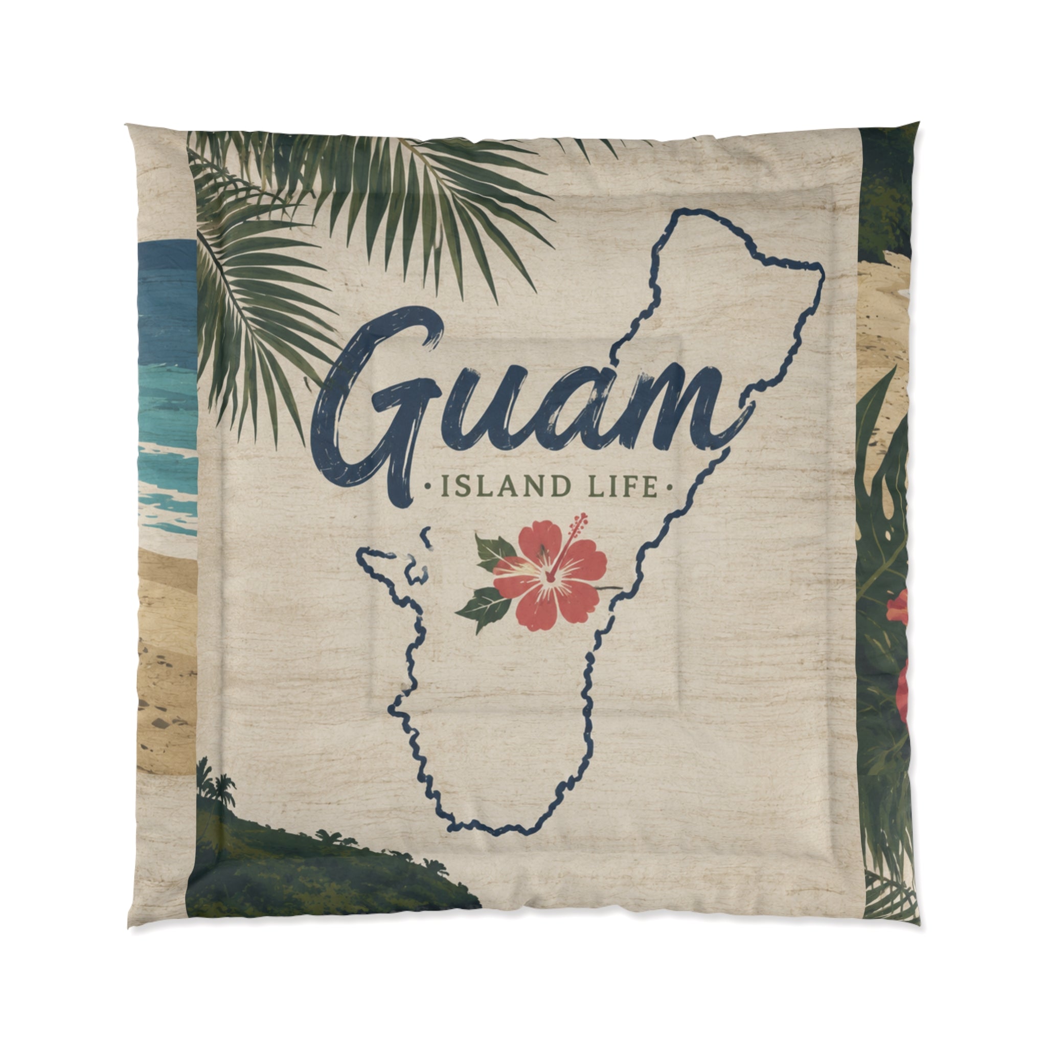 Personalized Island Comforter | Various Sizes (Add your own image and text or use one of our own images)