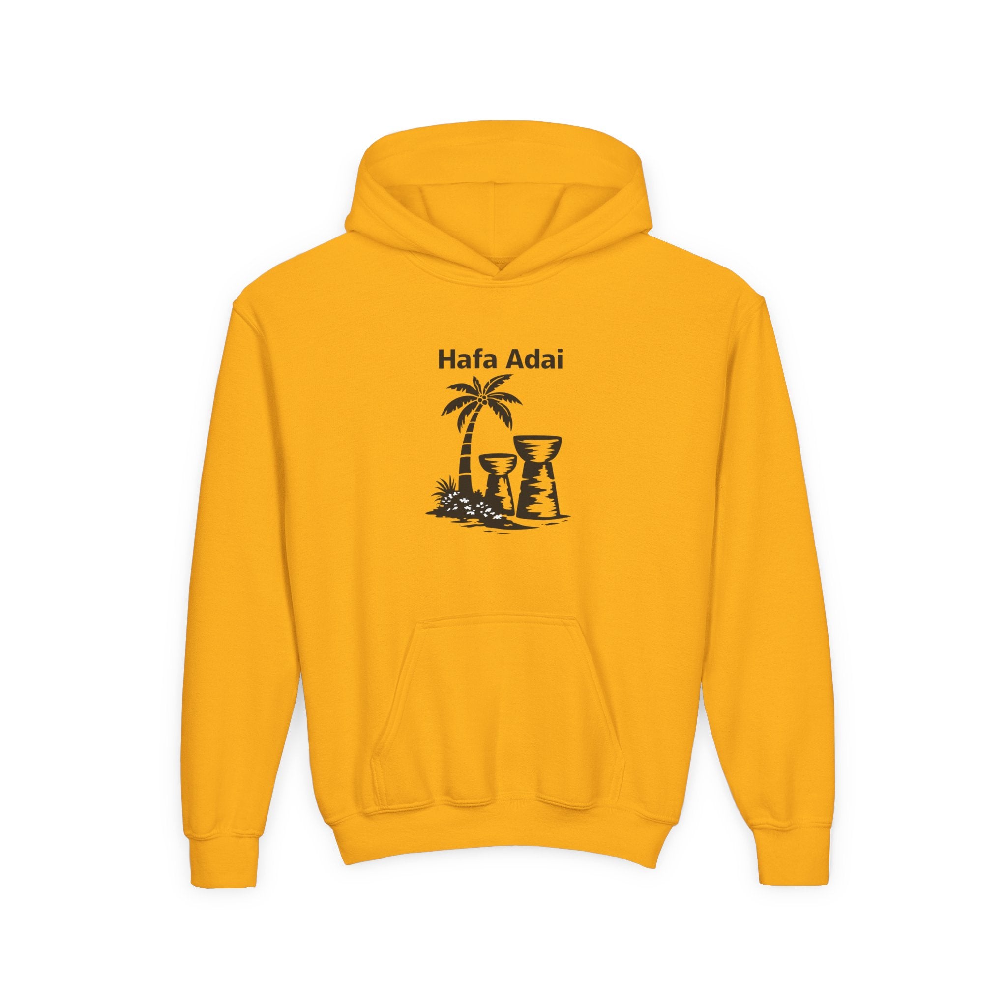 Personalized Hafa Adai Youth Hoodie — Guam Island Palm & Tiki Drum Sweatshirt