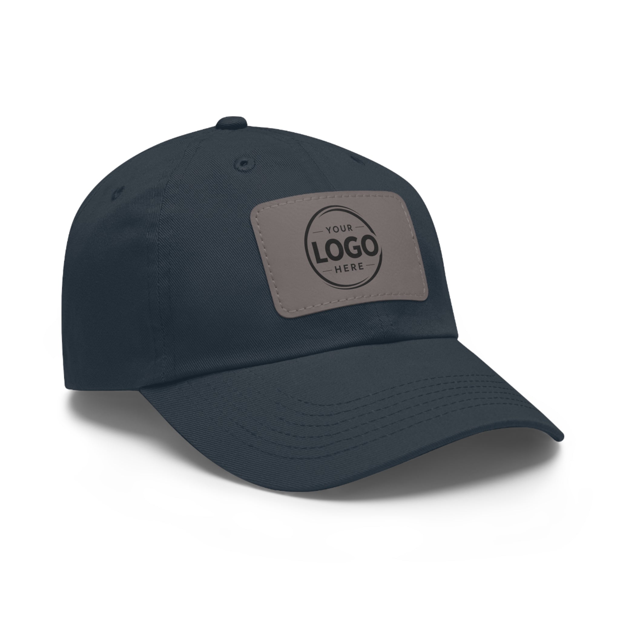 Leather Patch Dad Hat — Custom Logo Rectangular Patch Cap