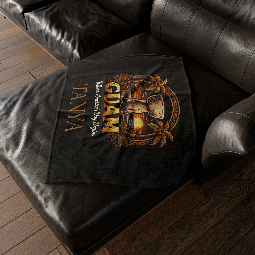 Personalized Guam Plush Blanket | Soft Polyester
