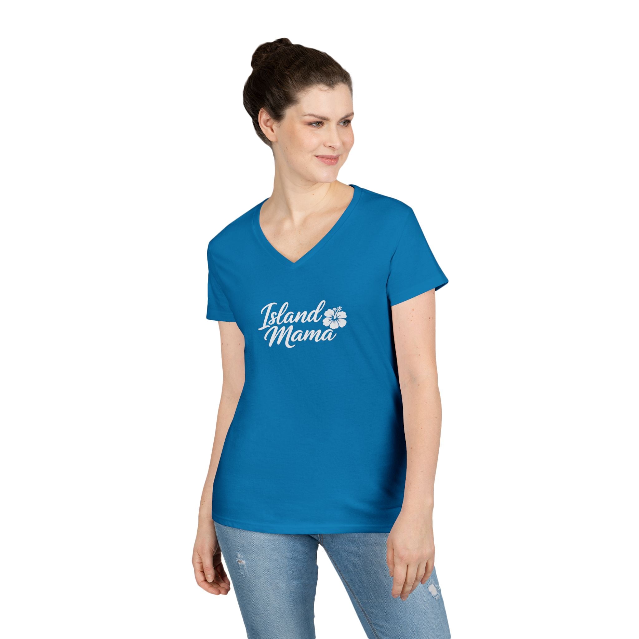 Personalized Island Mama V-Neck T-Shirt
