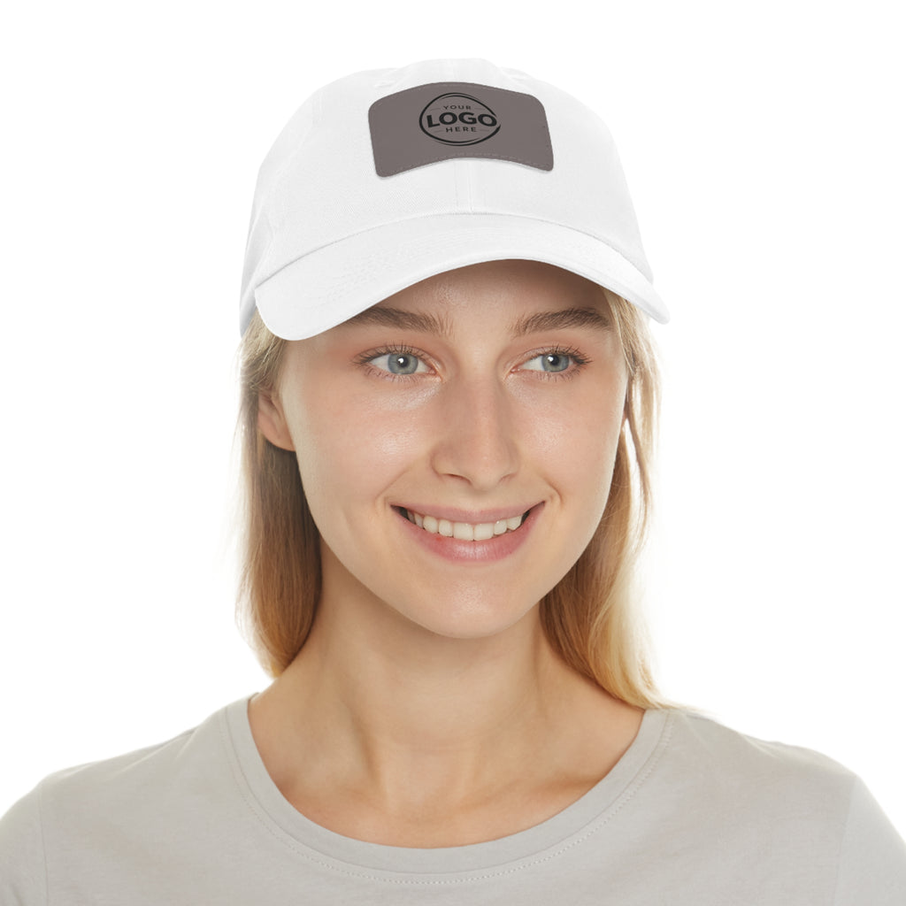 Leather Patch Dad Hat — Custom Logo Rectangular Patch Cap