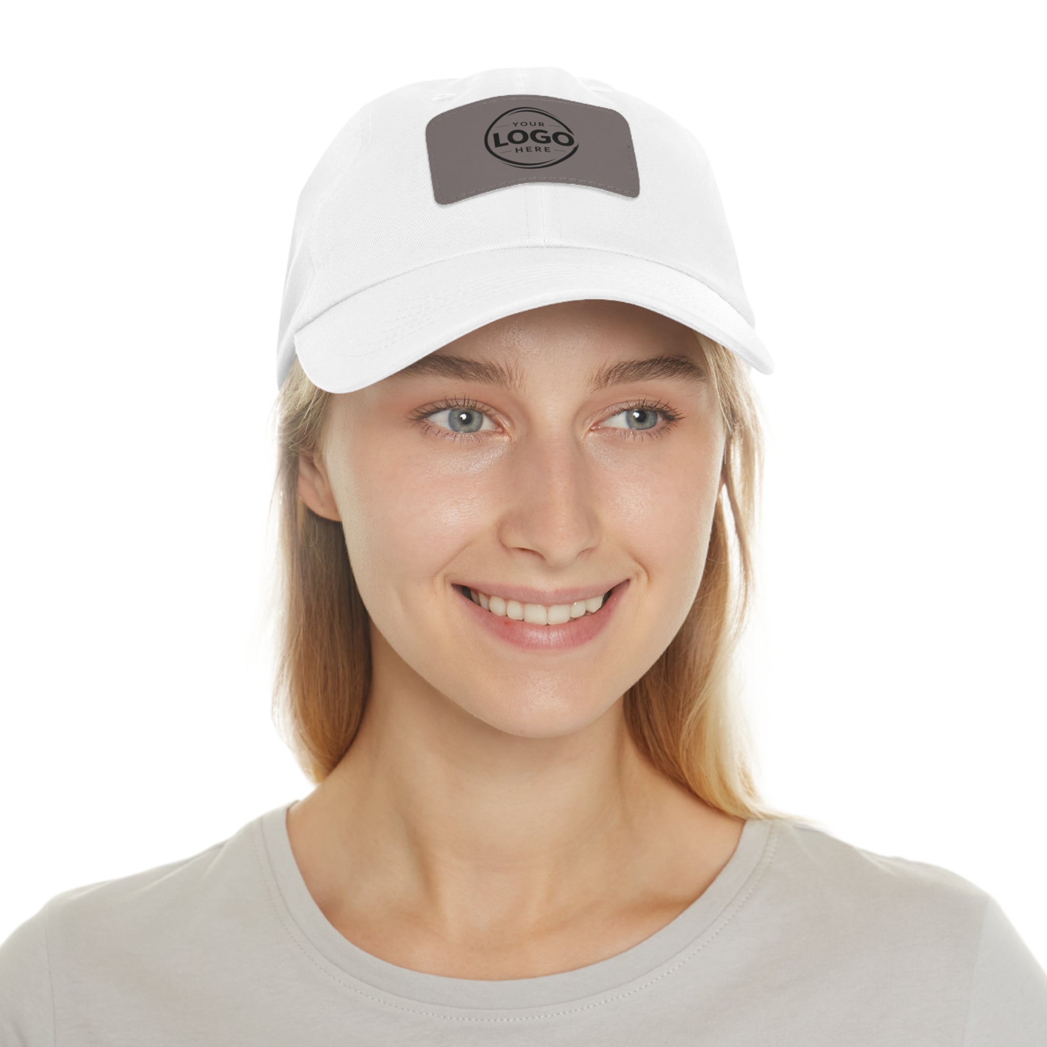 Leather Patch Dad Hat — Custom Logo Rectangular Patch Cap