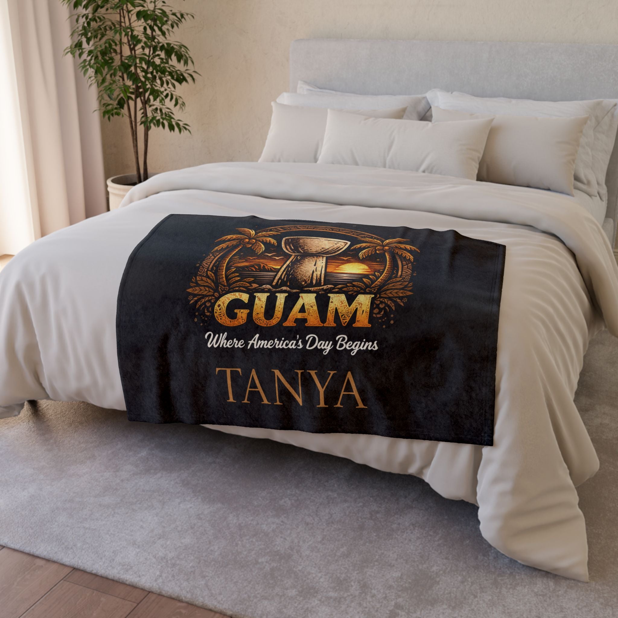 Personalized Guam Plush Blanket | Soft Polyester