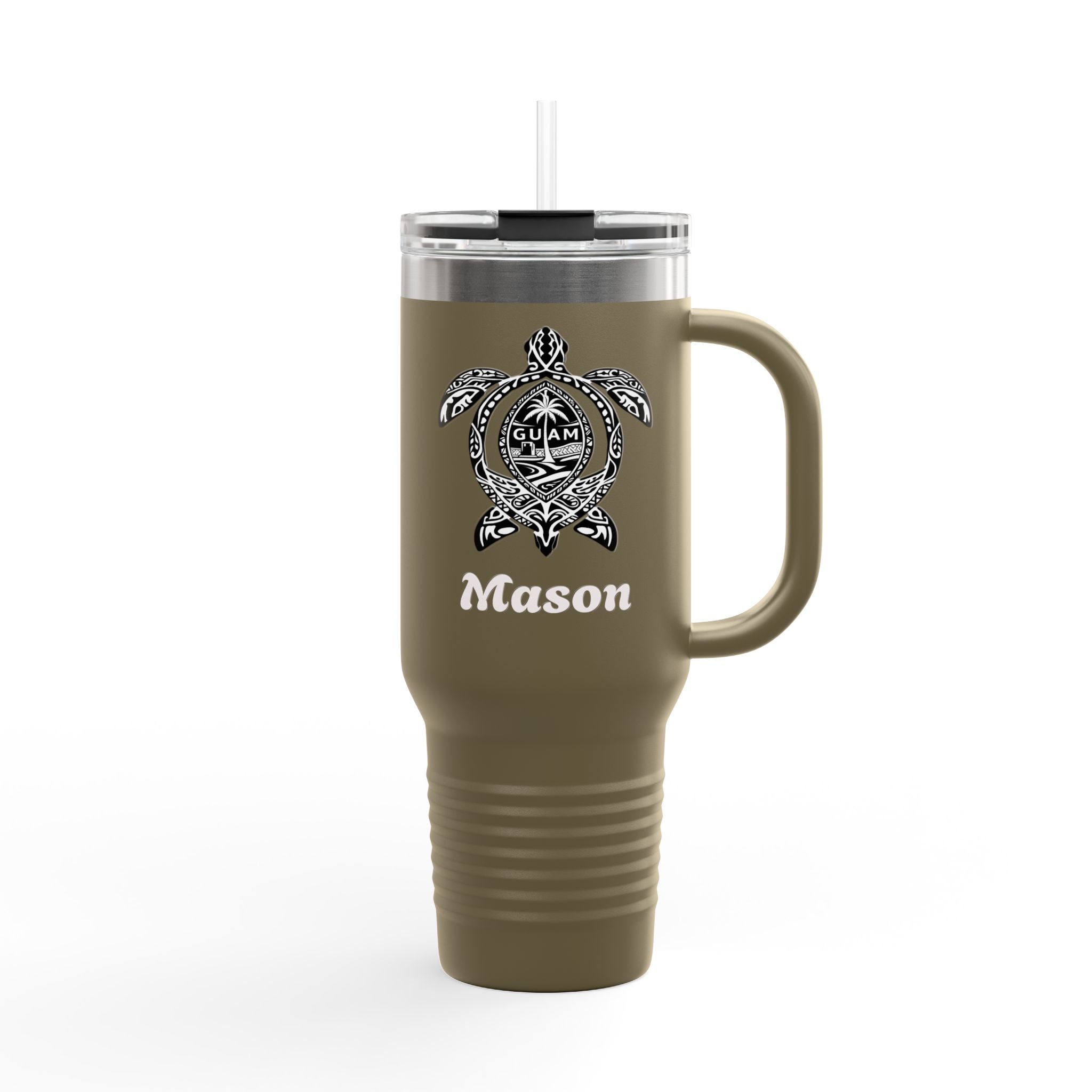 40oz Insulated Travel Mug | Personalized Name | Mason Sea Turtle Design