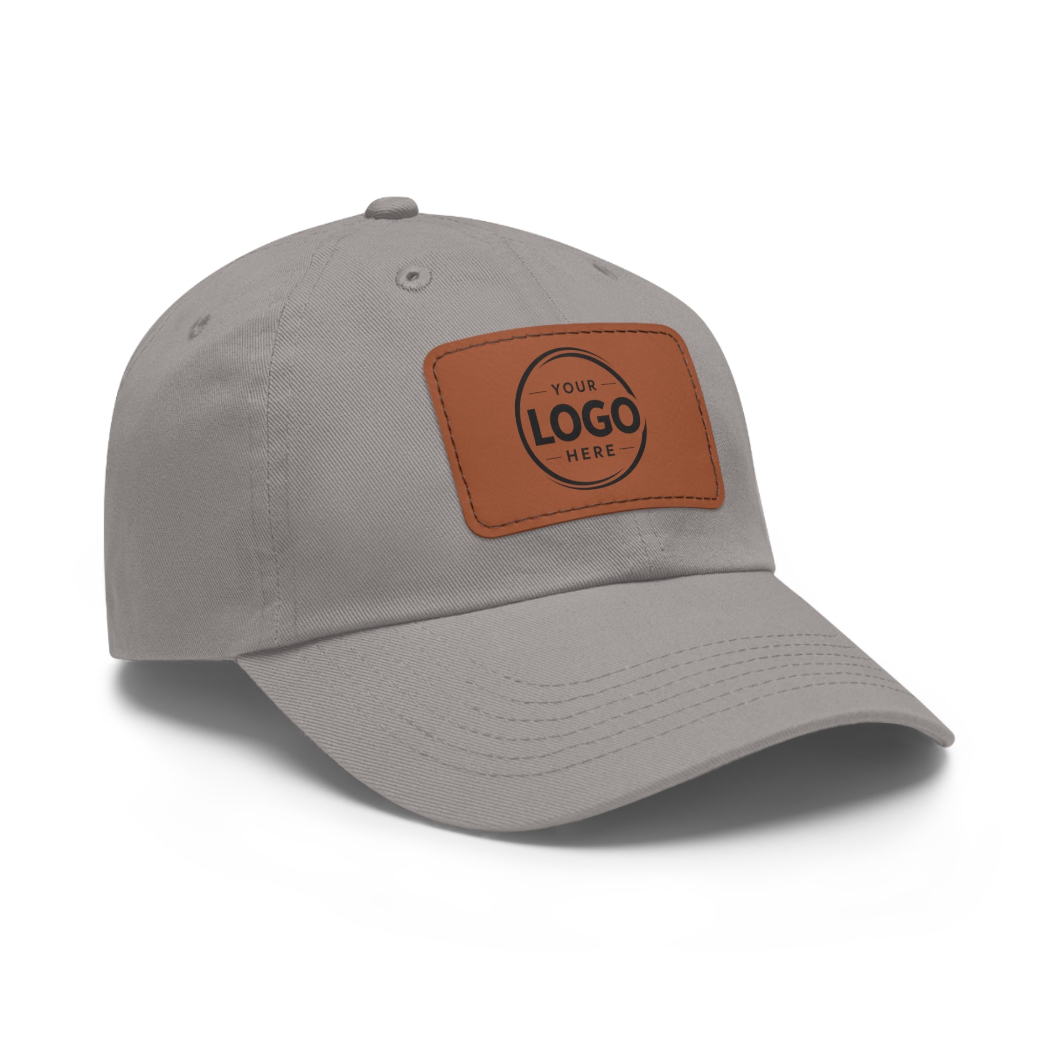 Leather Patch Dad Hat — Custom Logo Rectangular Patch Cap