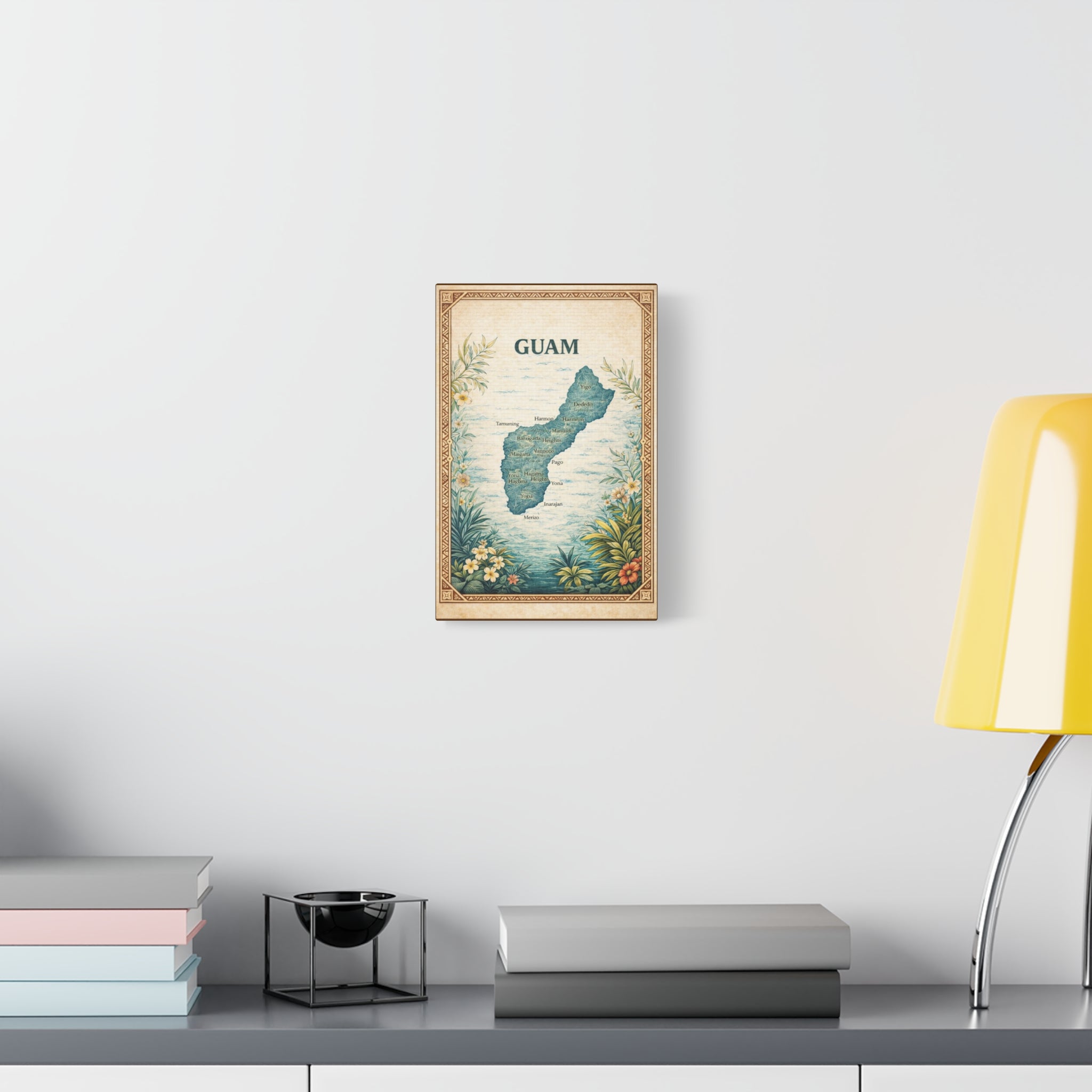 Vintage Guam Island Map – Decorative Wall Art with Villages