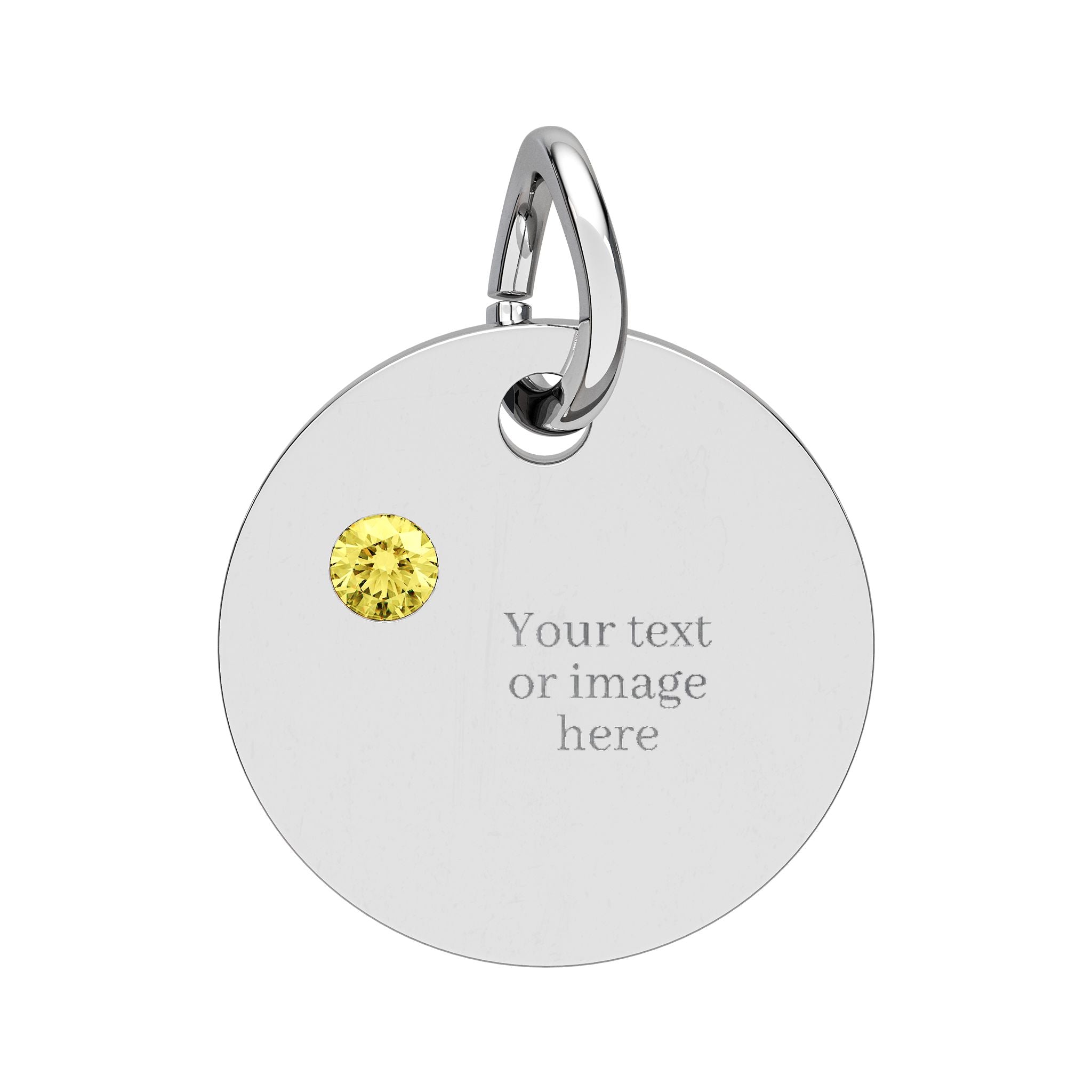 Engravable Birthstone Circle Charm — Personalized Necklace Pendant