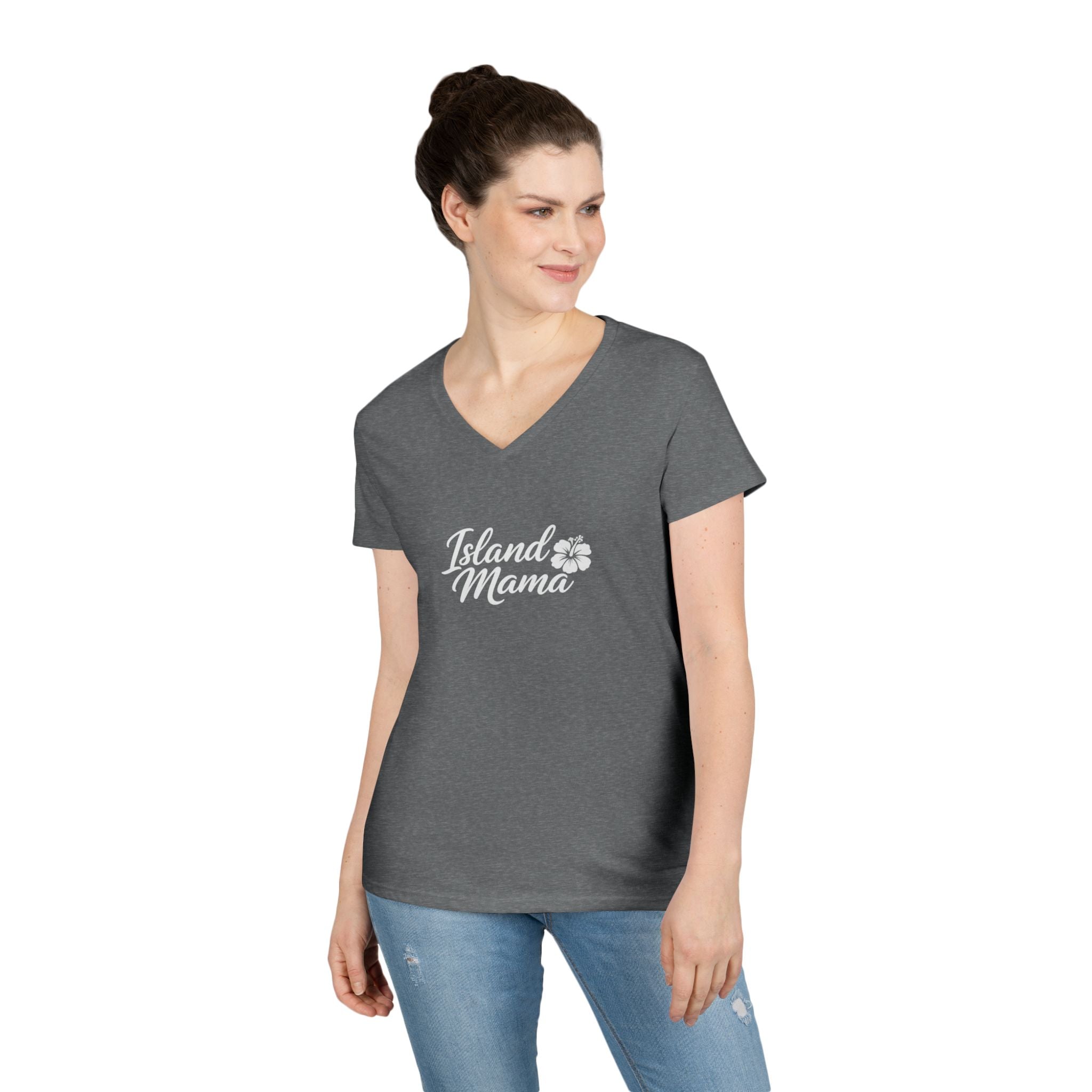 Personalized Island Mama V-Neck T-Shirt