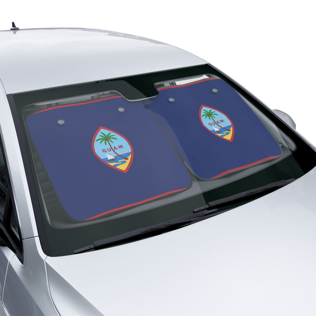 Guam Flag Car Sun Shade | Tropical Palm Windshield Protector