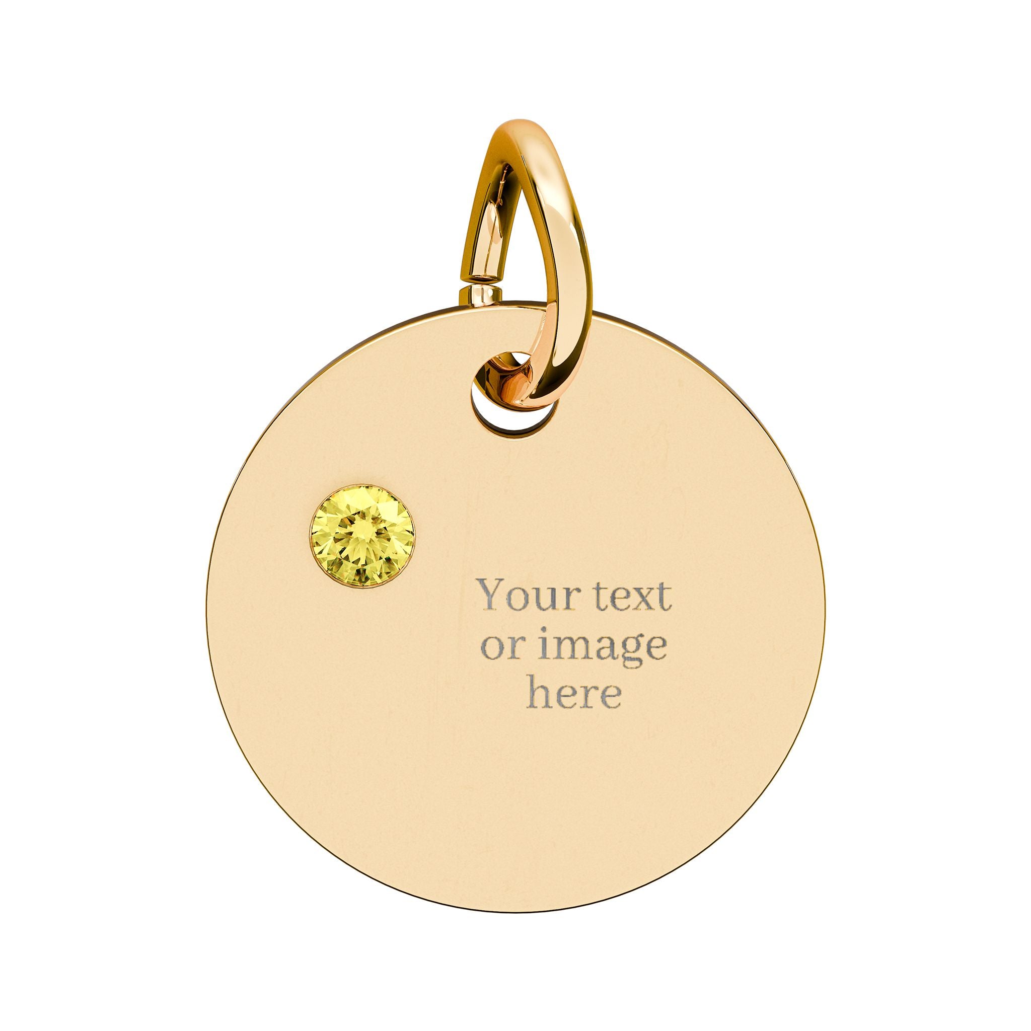 Engravable Birthstone Circle Charm — Personalized Necklace Pendant