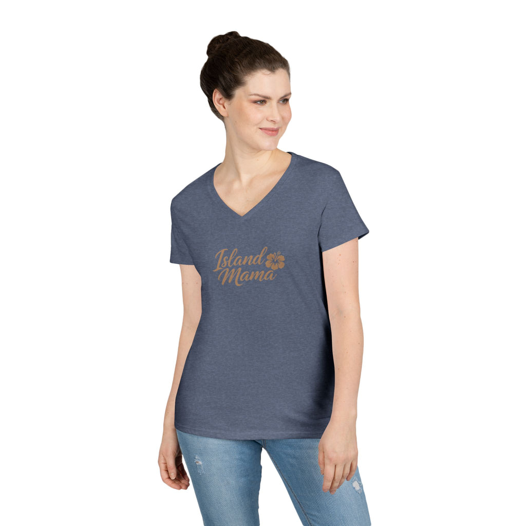 Personalized Island Mama V-Neck T-Shirt