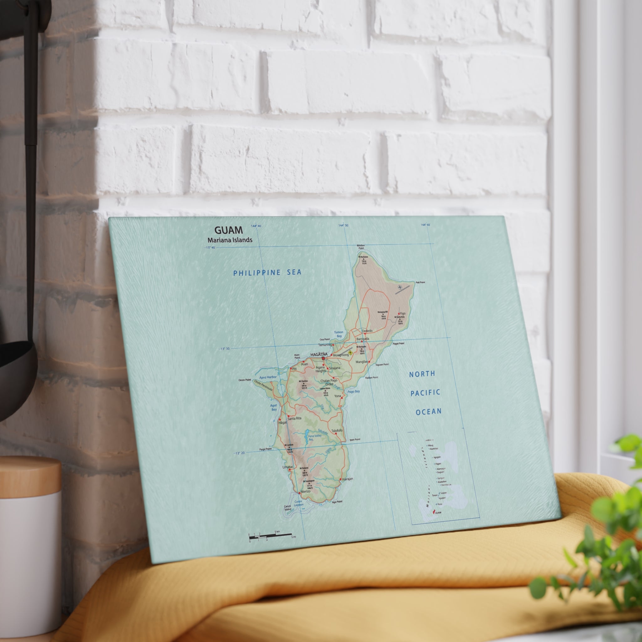 Personalized Island Map Glass Cutting Board | Vintage Nautical Kitchen Decor