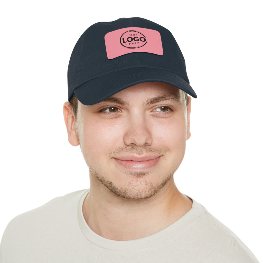 Leather Patch Dad Hat — Custom Logo Rectangular Patch Cap