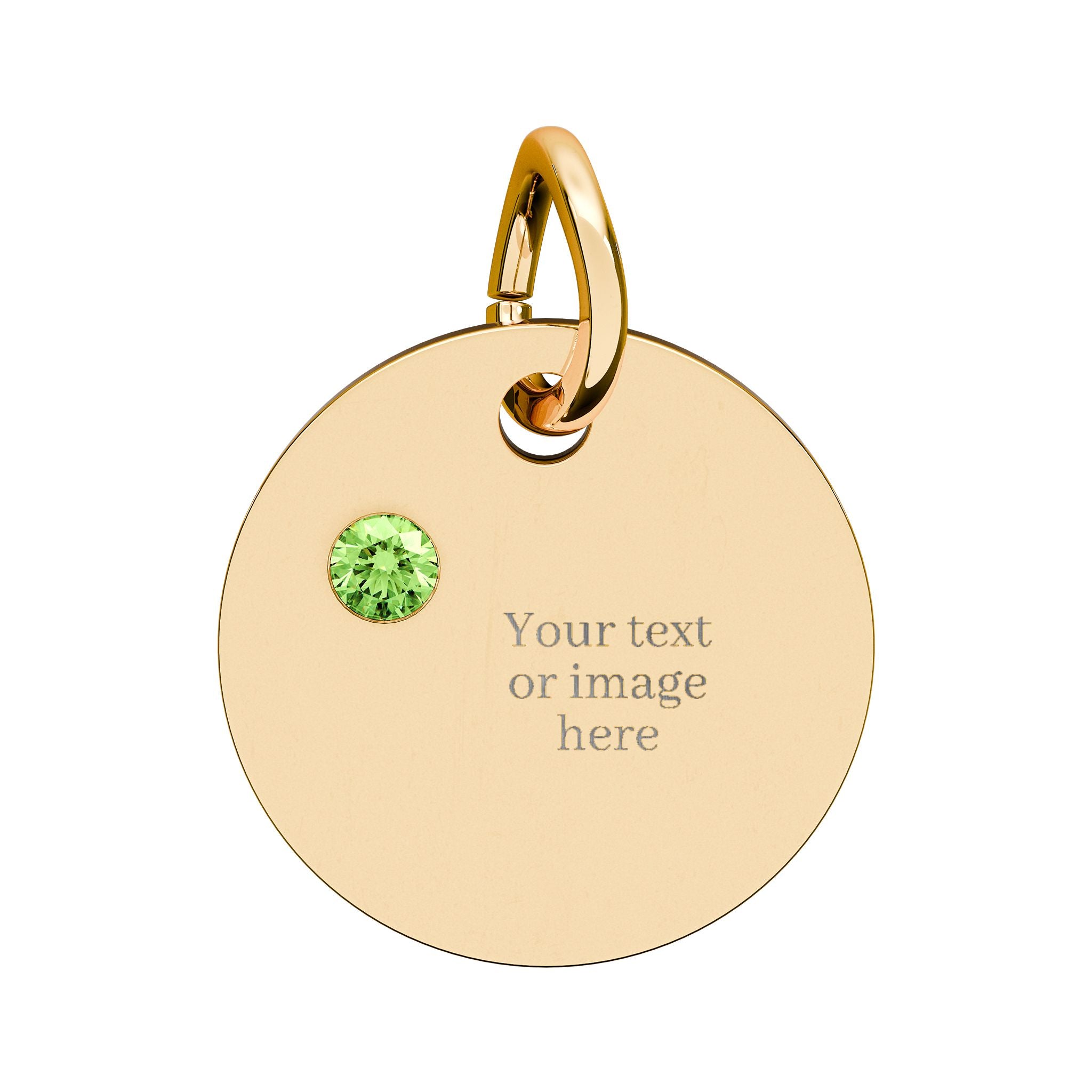 Engravable Birthstone Circle Charm — Personalized Necklace Pendant