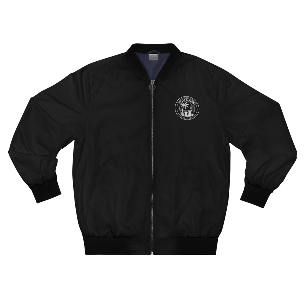 Personalized Palm & Stone 671 Bomber Jacket | Men's Retro Island Logo Jacket