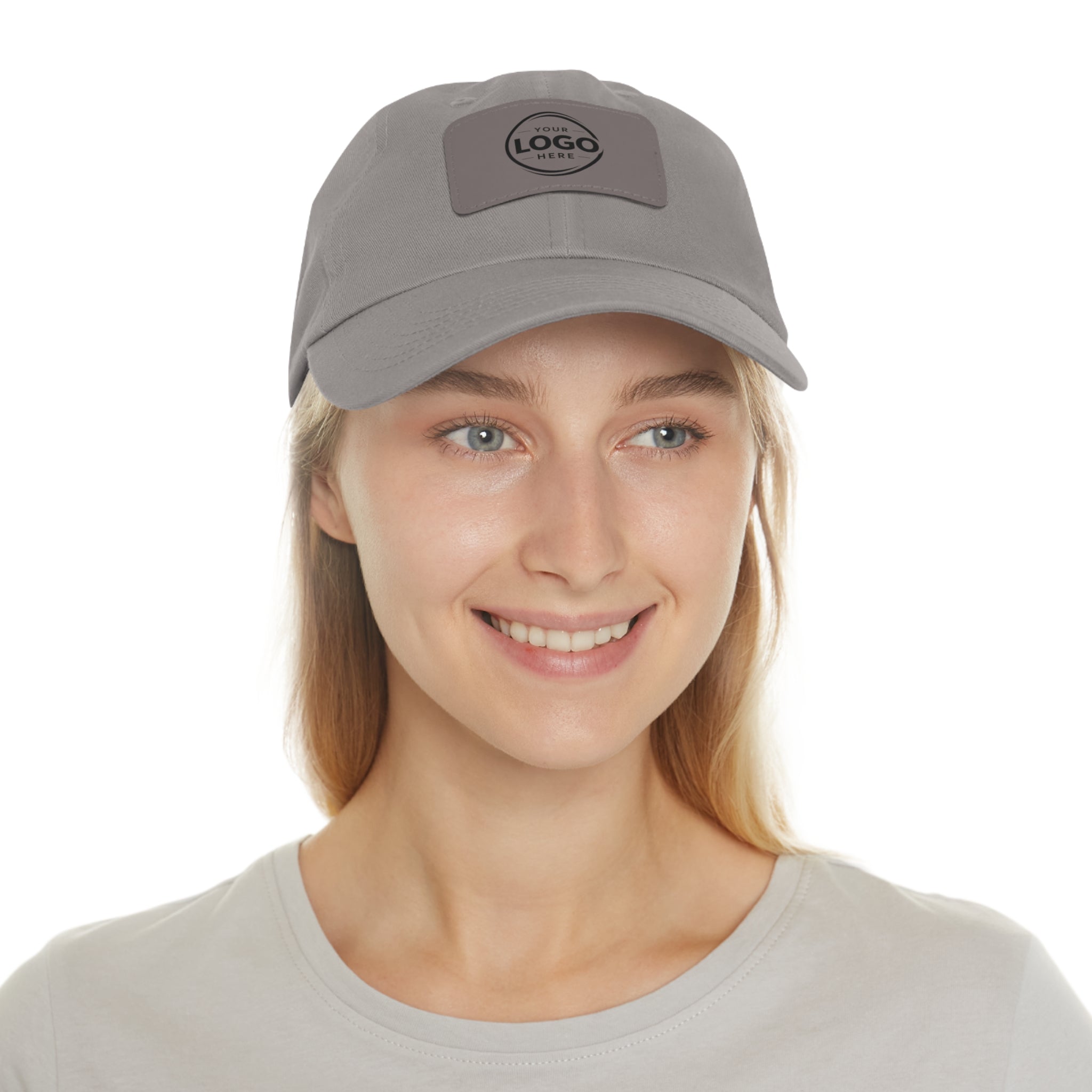 Leather Patch Dad Hat — Custom Logo Rectangular Patch Cap