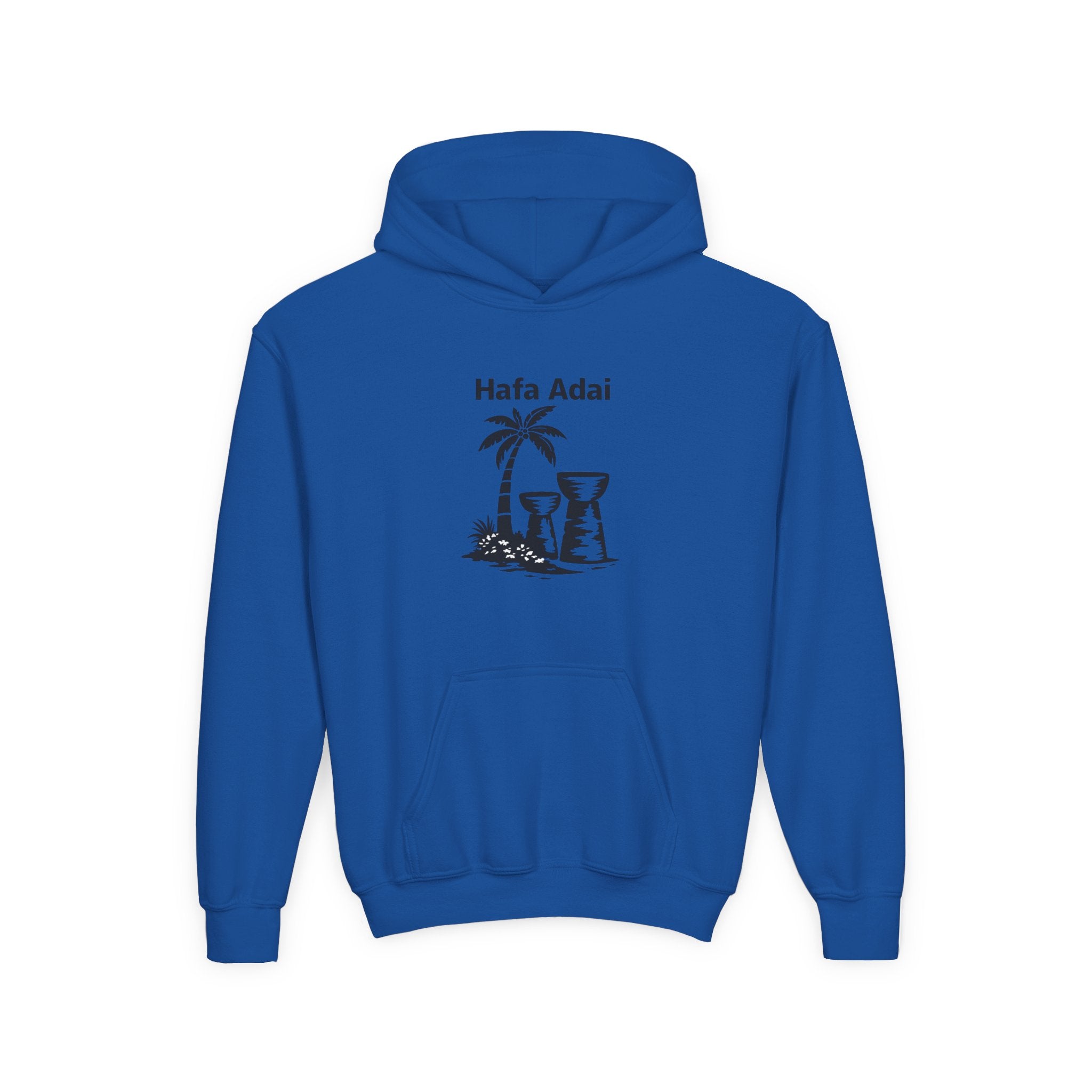 Personalized Hafa Adai Youth Hoodie — Guam Island Palm & Tiki Drum Sweatshirt