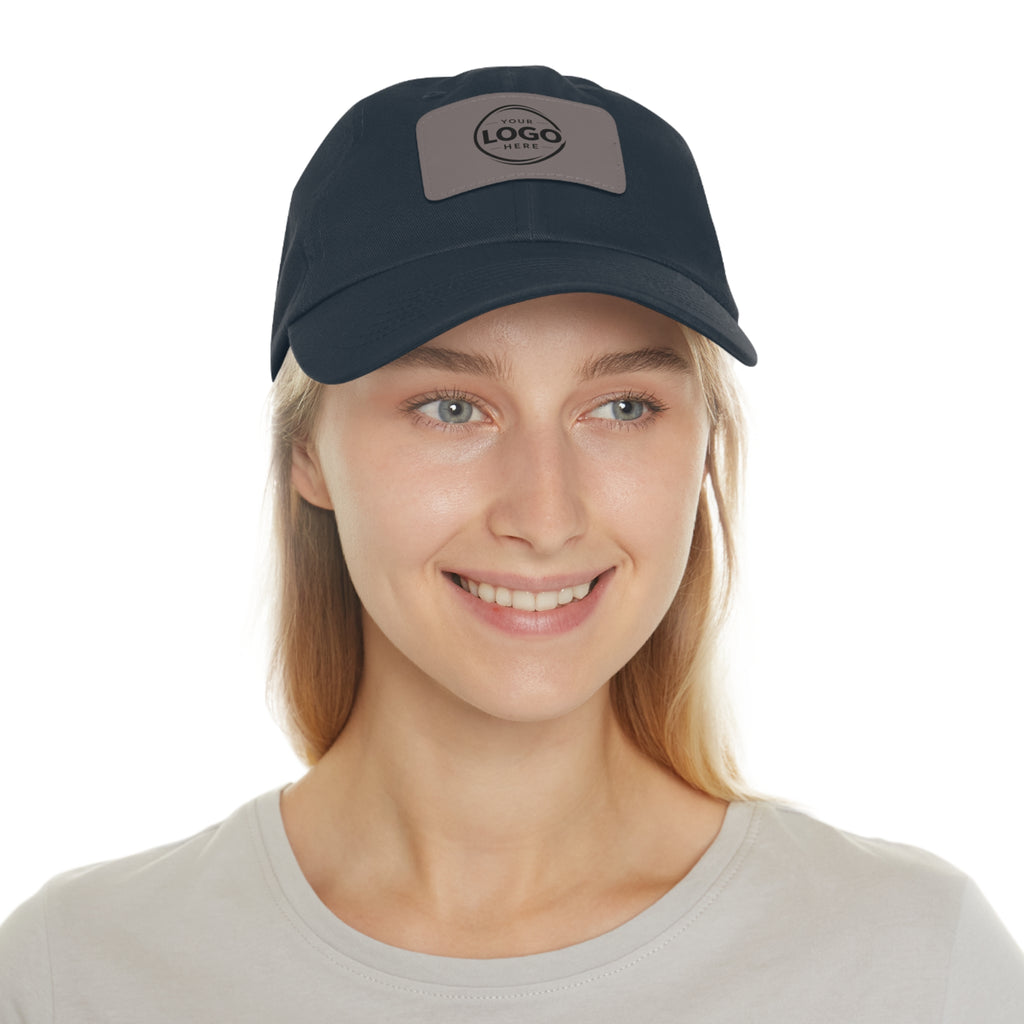 Leather Patch Dad Hat — Custom Logo Rectangular Patch Cap