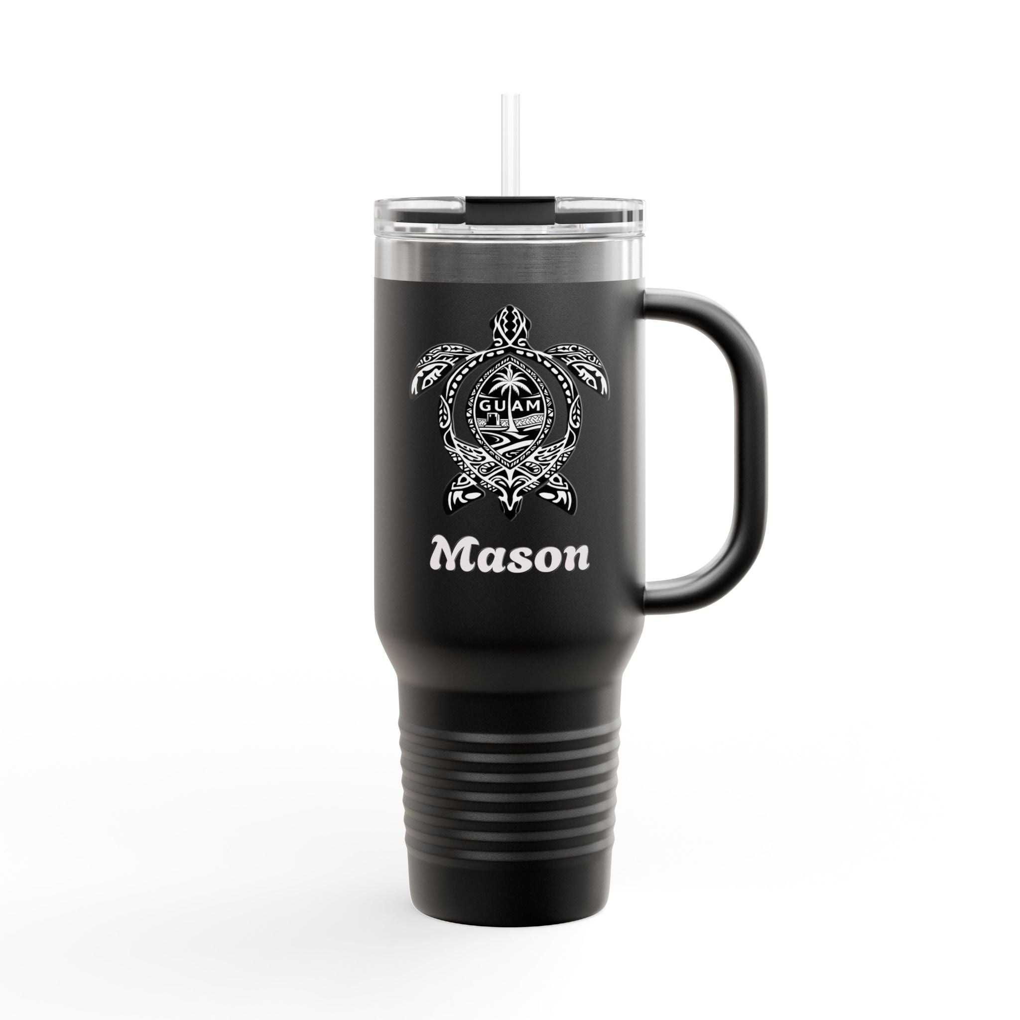40oz Insulated Travel Mug | Personalized Name | Mason Sea Turtle Design