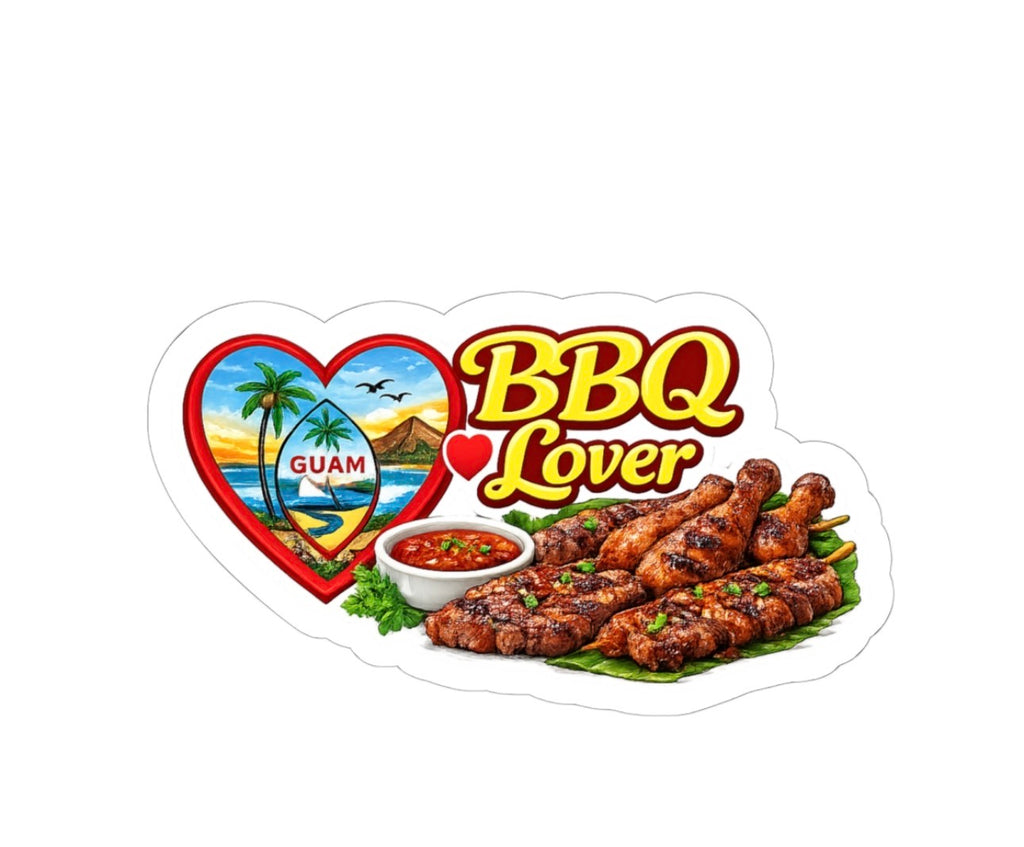 Guam Heart Stickers | Red Rice, Lumpia, Spam, Empanadas, BBQ, Mainland Island Timing Options