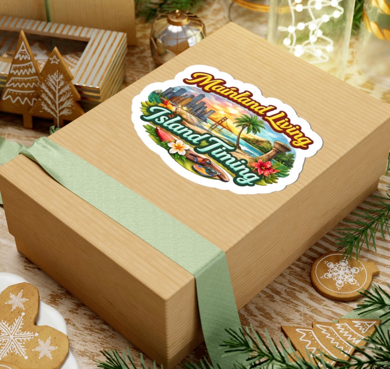 Guam Heart Stickers | Red Rice, Lumpia, Spam, Empanadas, BBQ, Mainland Island Timing Options