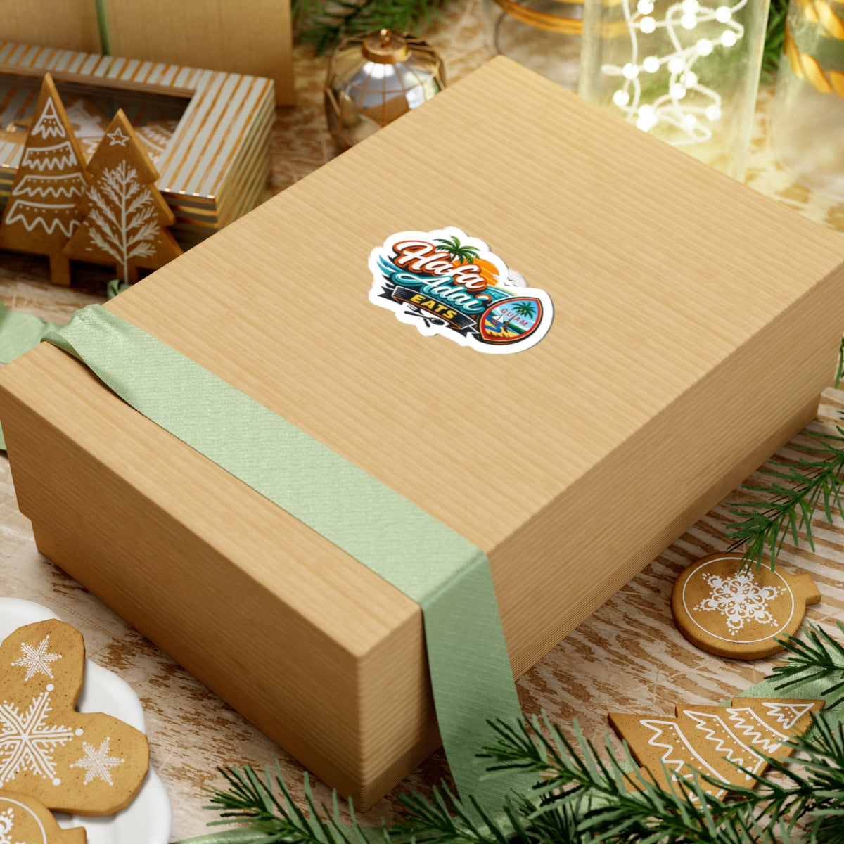 Hafa Adai Eats Kiss-Cut Sticker (business branding mock-up)