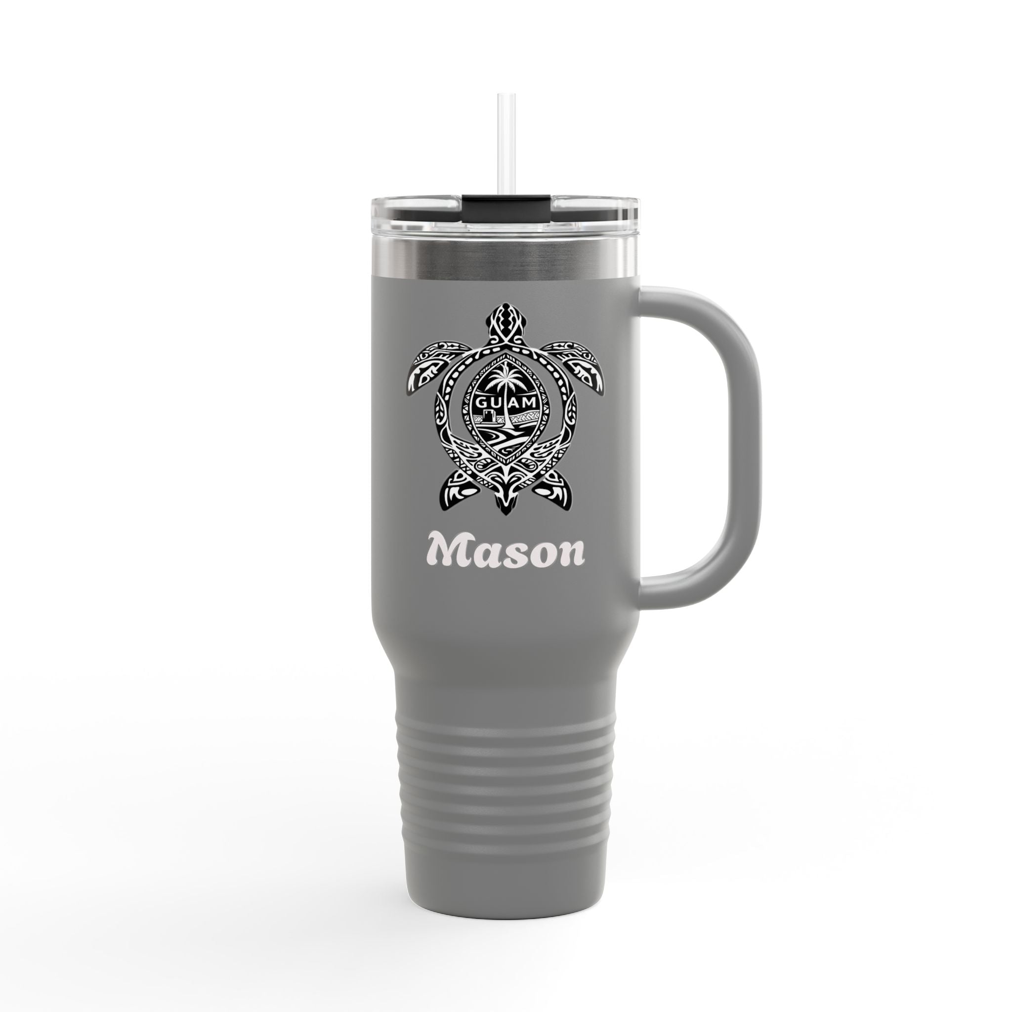 40oz Insulated Travel Mug | Personalized Name | Mason Sea Turtle Design