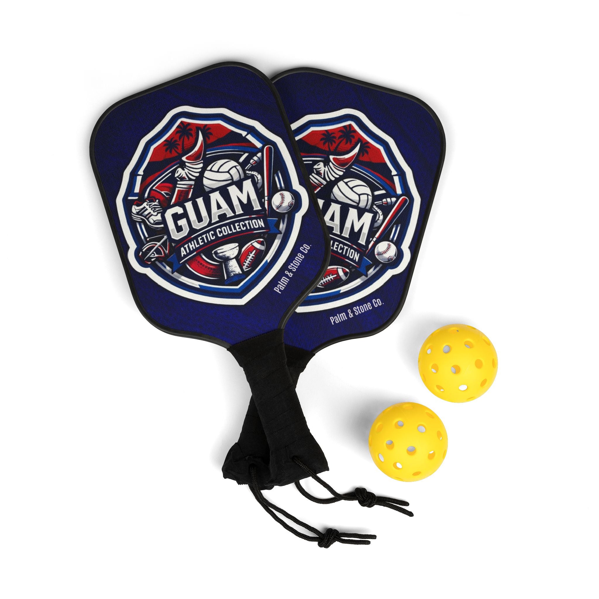 Pickleball Paddles Kit | Guam Athletic Collection Graphic Set (2 Paddles + 2 Balls)