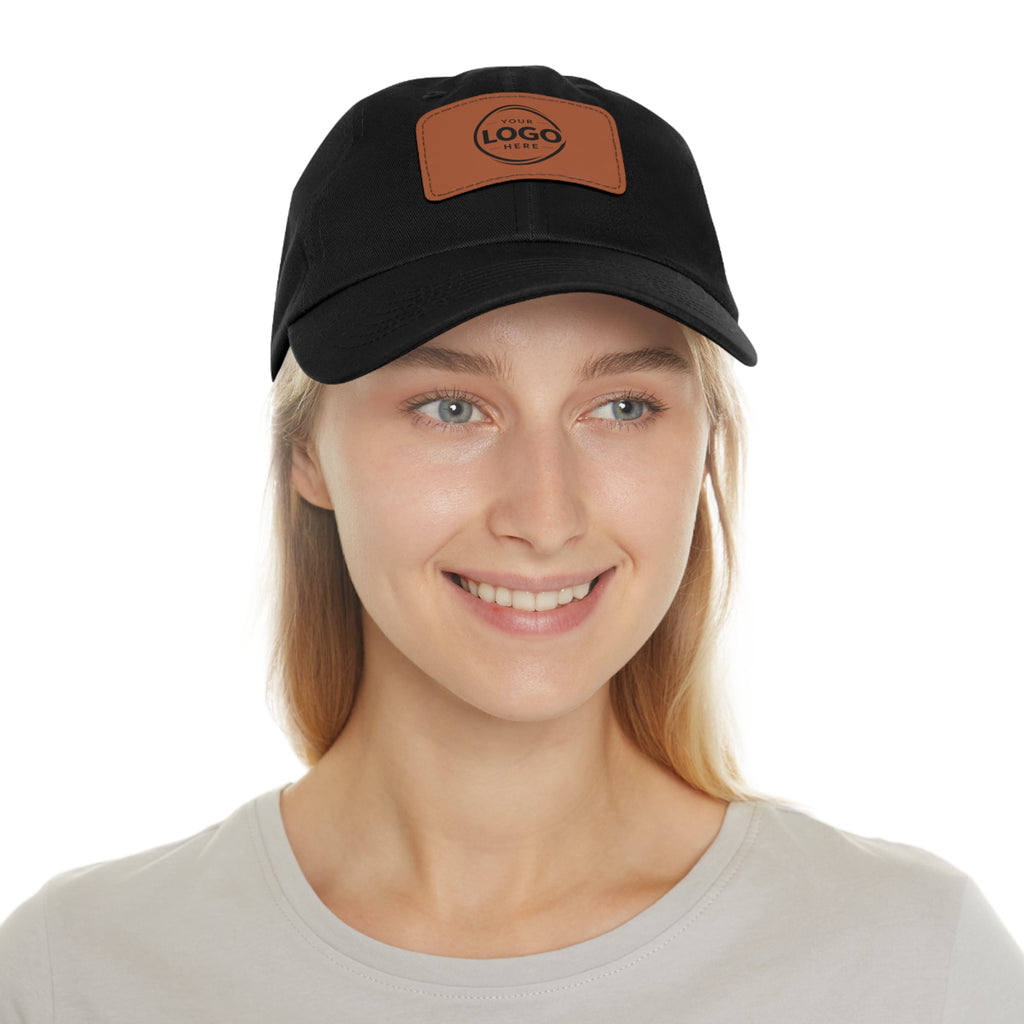 Leather Patch Dad Hat — Custom Logo Rectangular Patch Cap