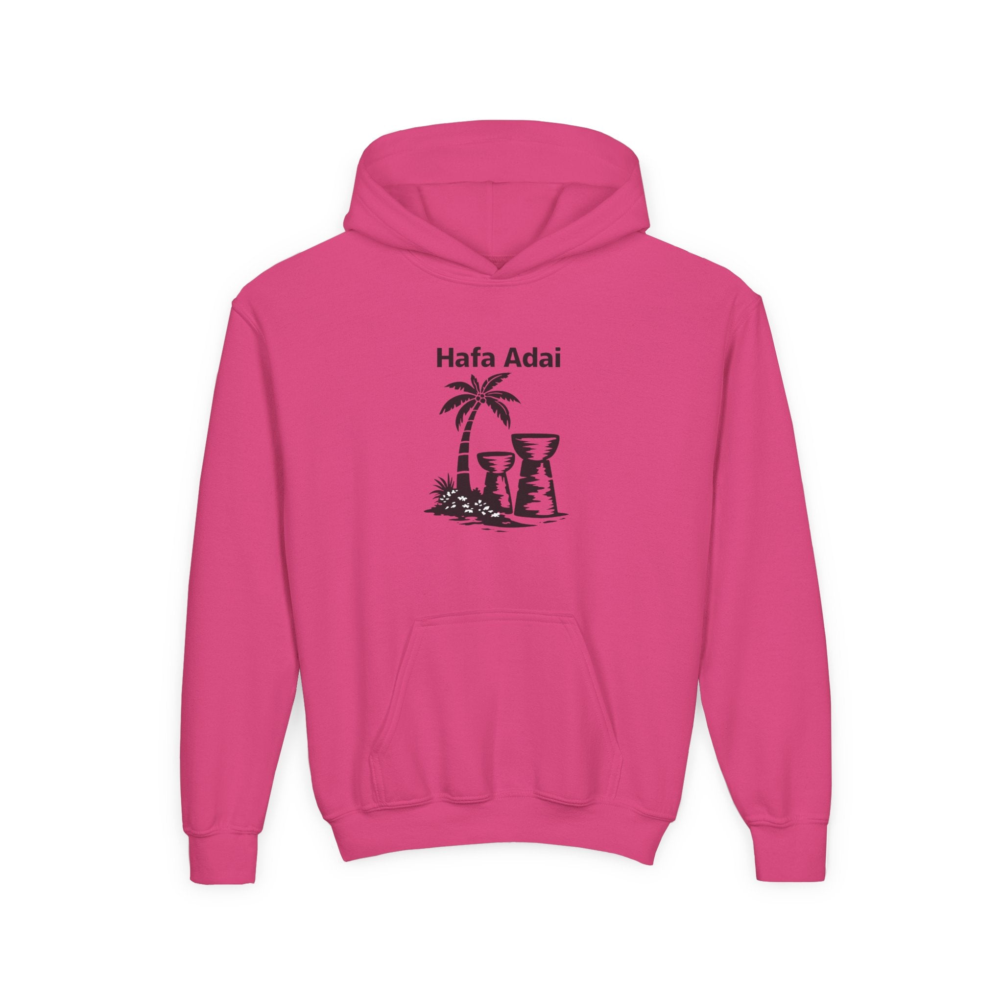 Personalized Hafa Adai Youth Hoodie — Guam Island Palm & Tiki Drum Sweatshirt