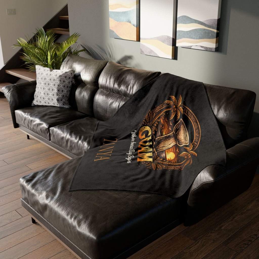 Personalized Guam Plush Blanket | Soft Polyester