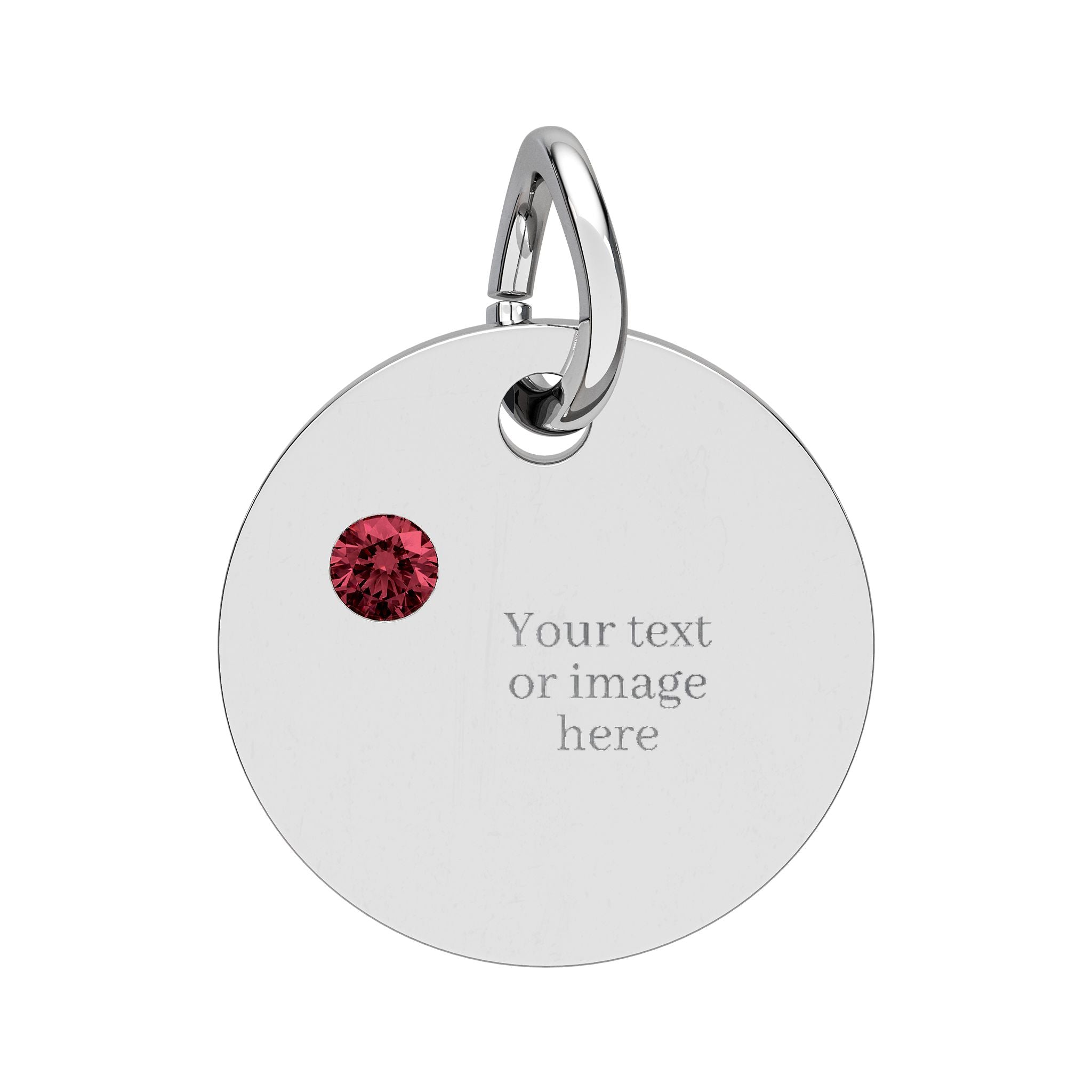 Engravable Birthstone Circle Charm — Personalized Necklace Pendant