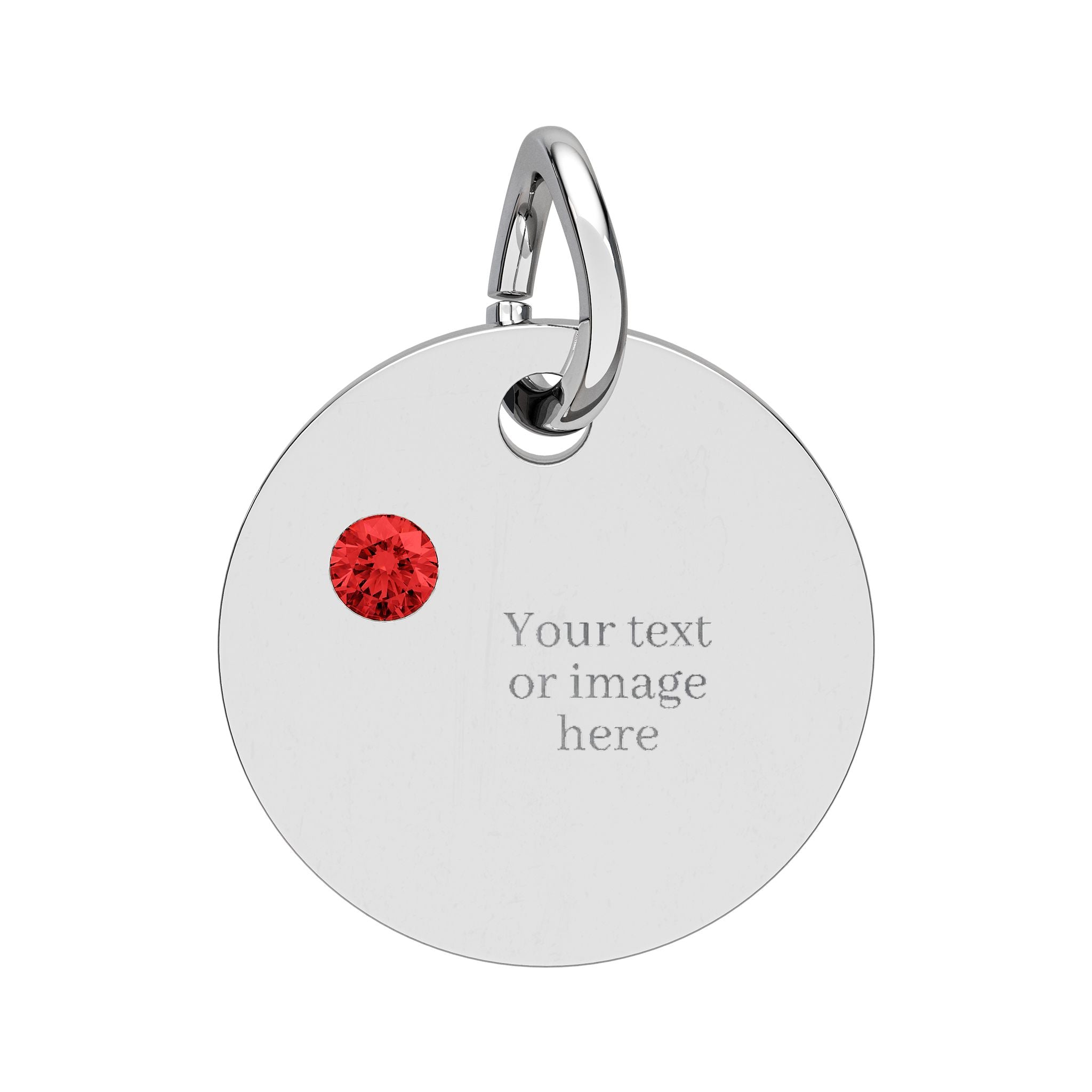 Engravable Birthstone Circle Charm — Personalized Necklace Pendant