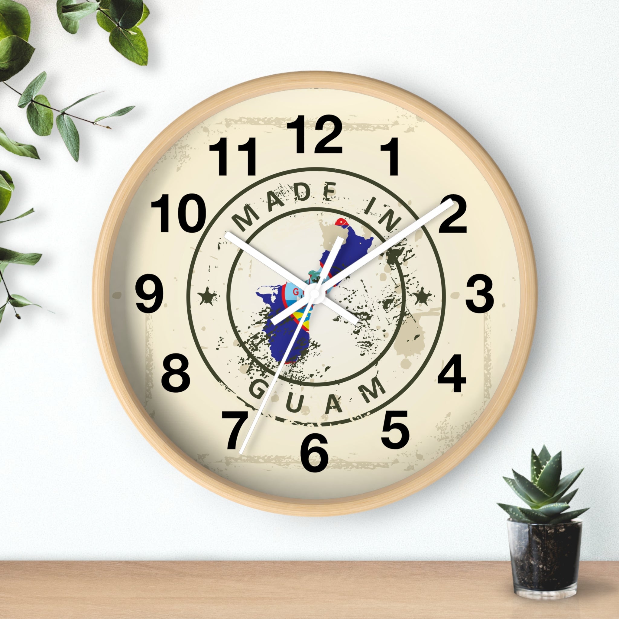 Made in Guam Wall Clock — Vintage Island Map Design