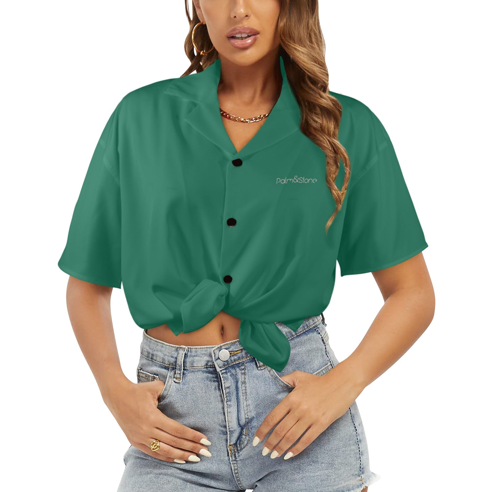 Women's Palm & Stone Print Shirt  (5 colors / S-5XL)