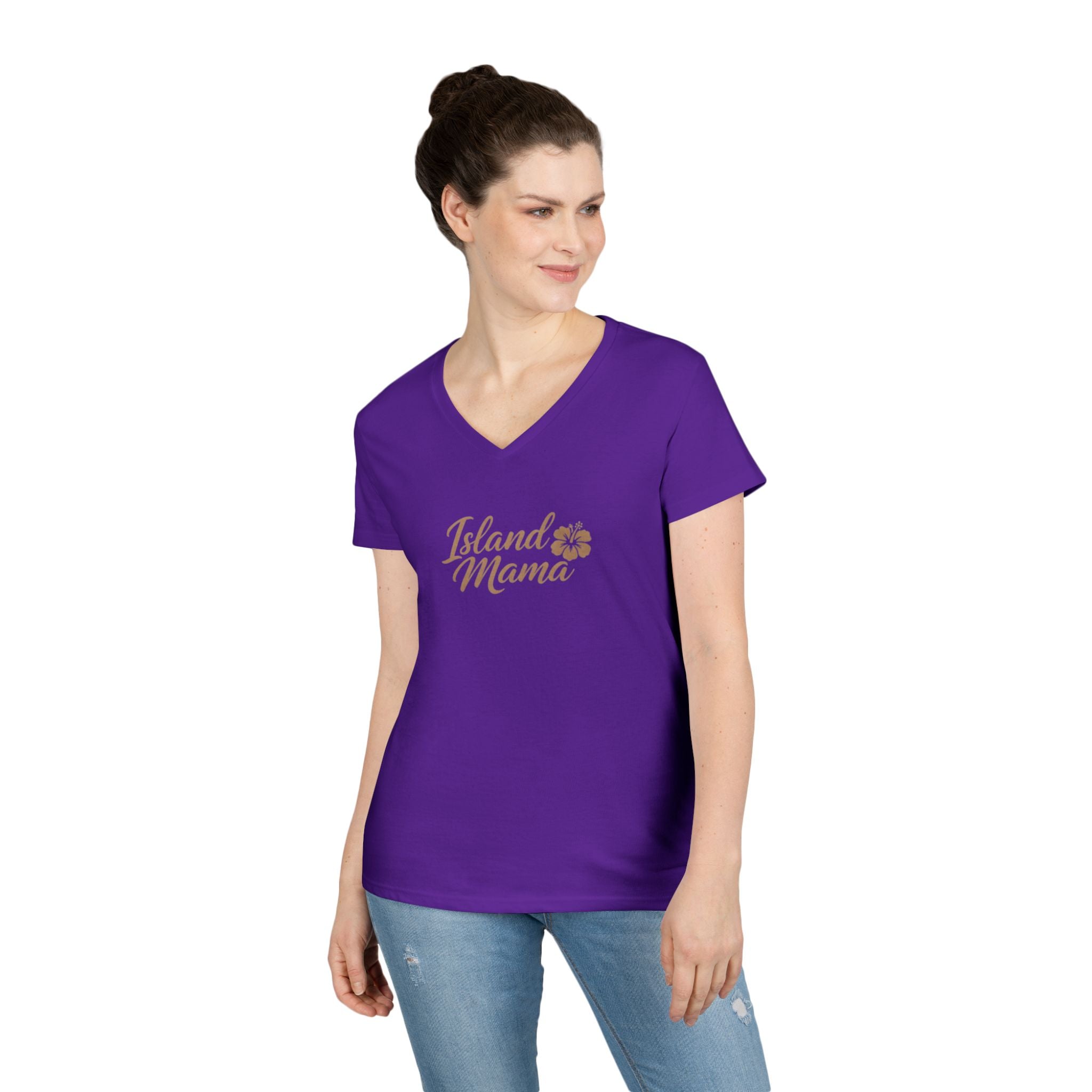Personalized Island Mama V-Neck T-Shirt