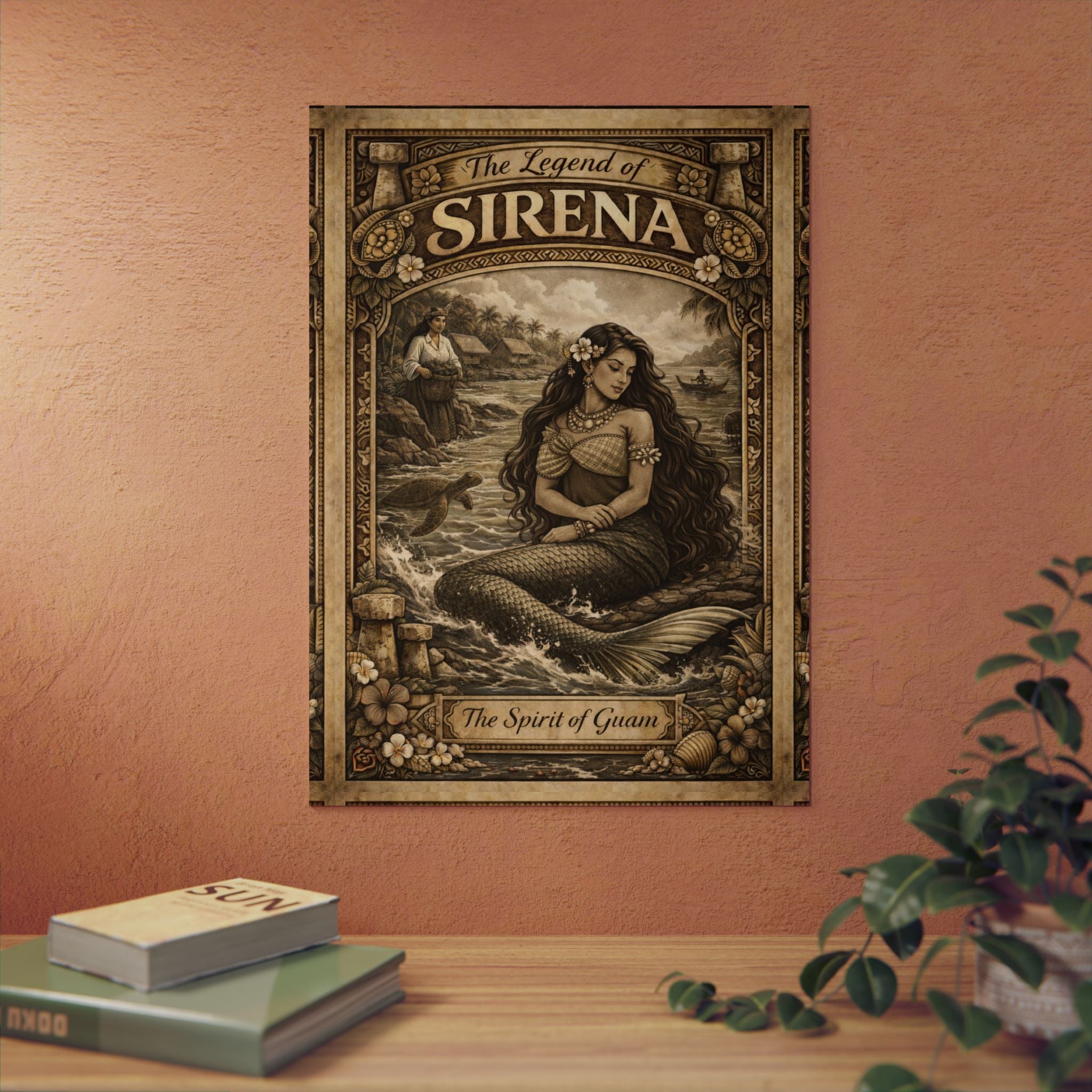 Sirena Mermaid Wall Art Aluminum Panel  Vintage ‘The Legend of Sirena’ Nautical Decor