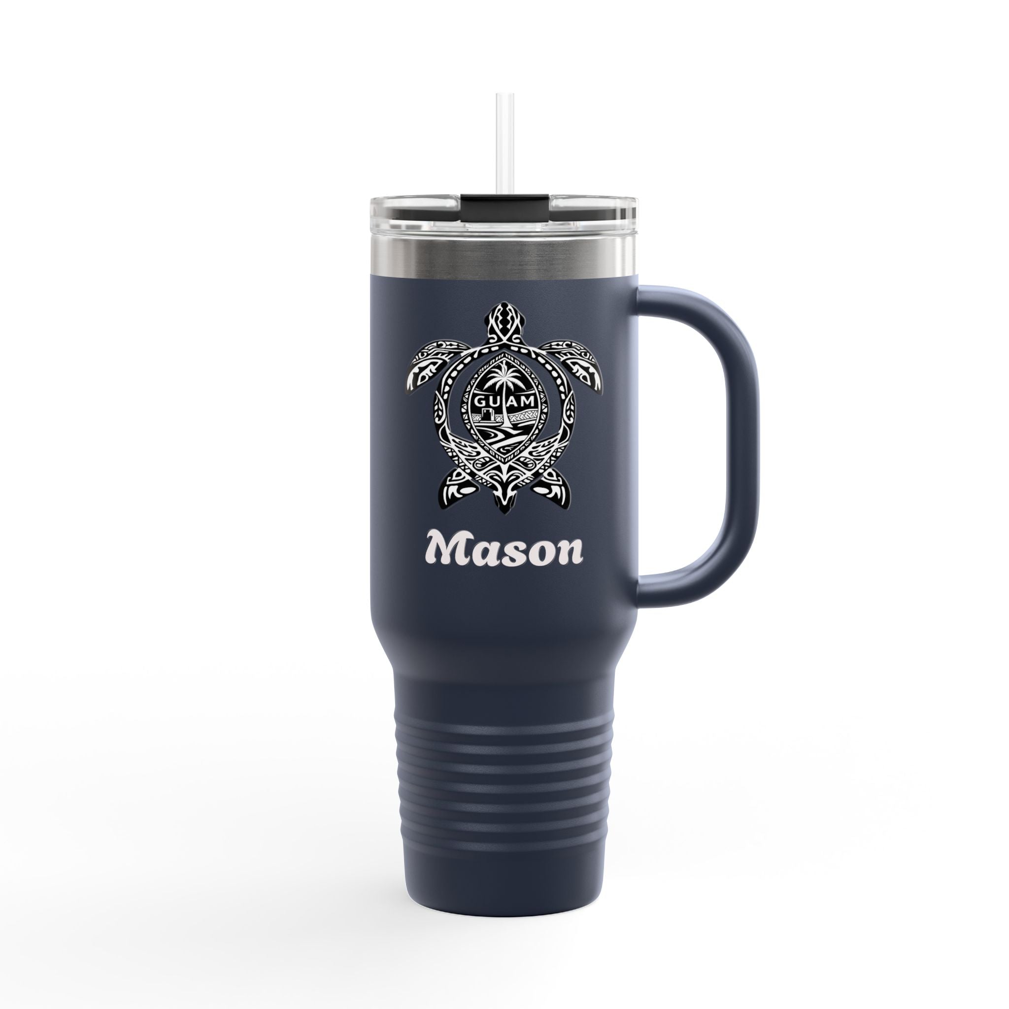 40oz Insulated Travel Mug | Personalized Name | Mason Sea Turtle Design