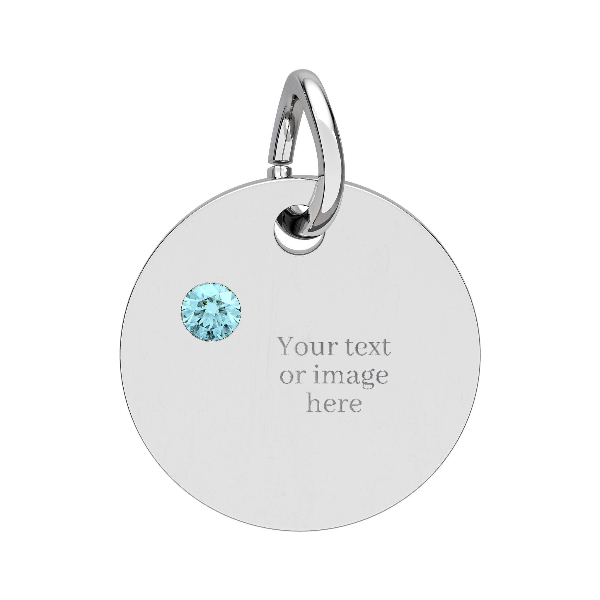 Engravable Birthstone Circle Charm — Personalized Necklace Pendant