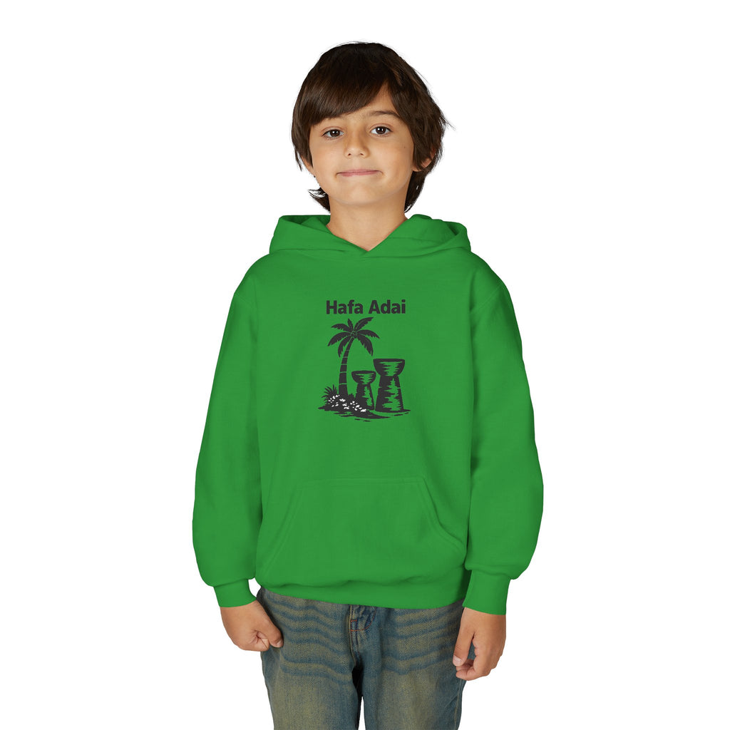 Personalized Hafa Adai Youth Hoodie — Guam Island Palm & Tiki Drum Sweatshirt