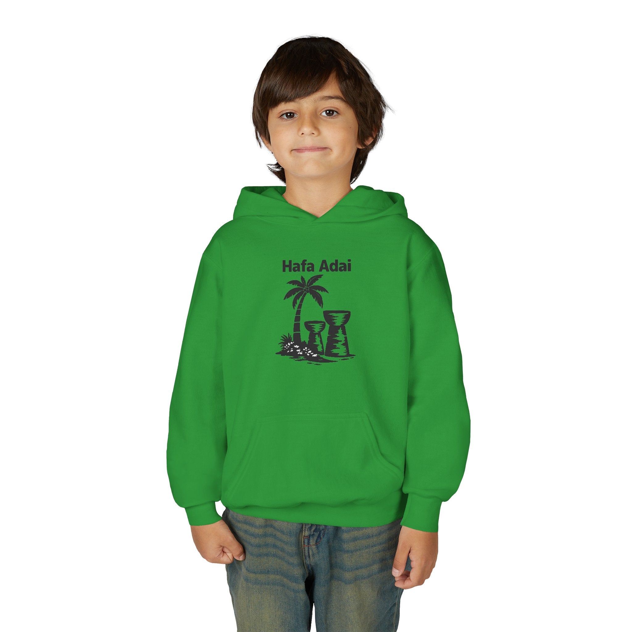 Personalized Hafa Adai Youth Hoodie — Guam Island Palm & Tiki Drum Sweatshirt