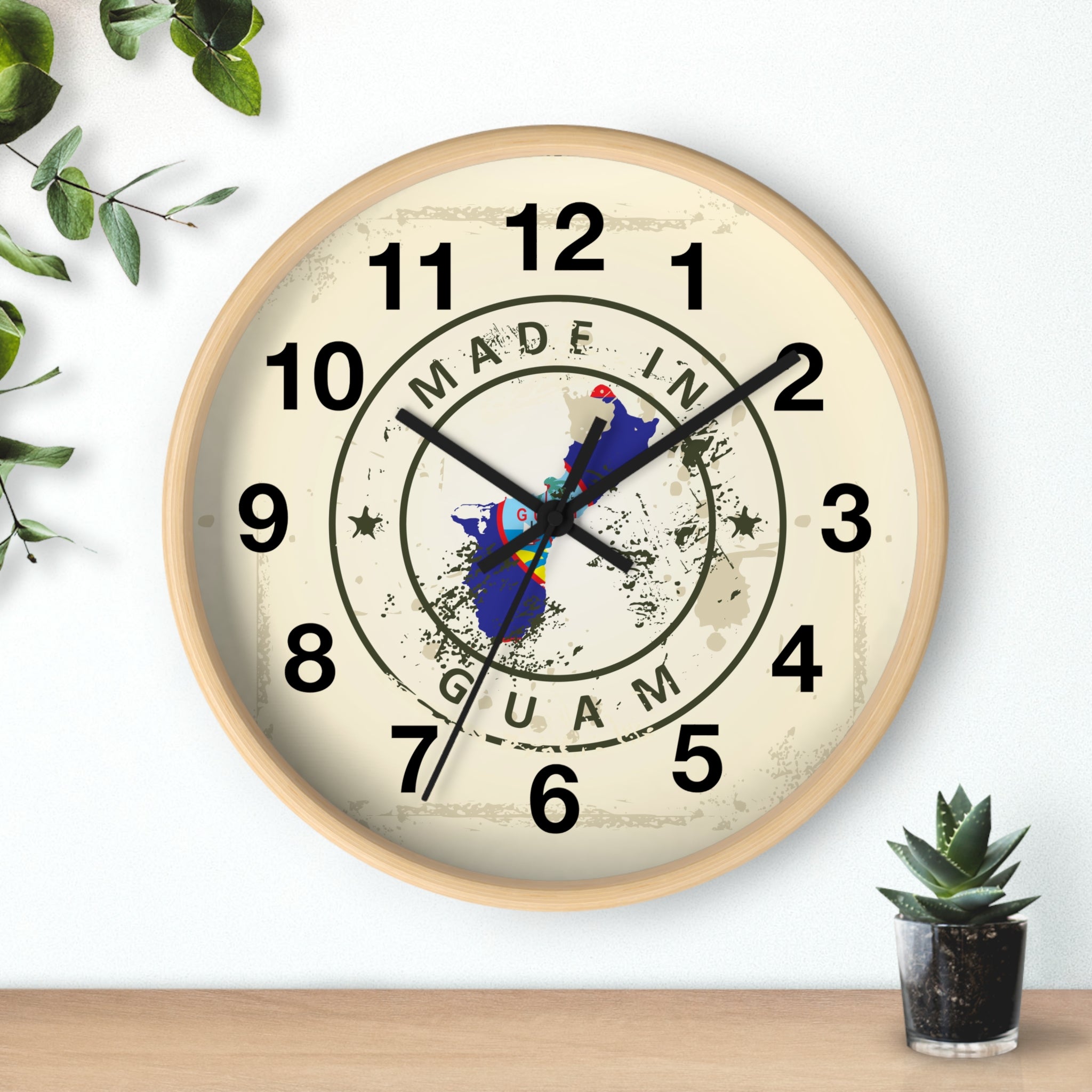 Made in Guam Wall Clock — Vintage Island Map Design