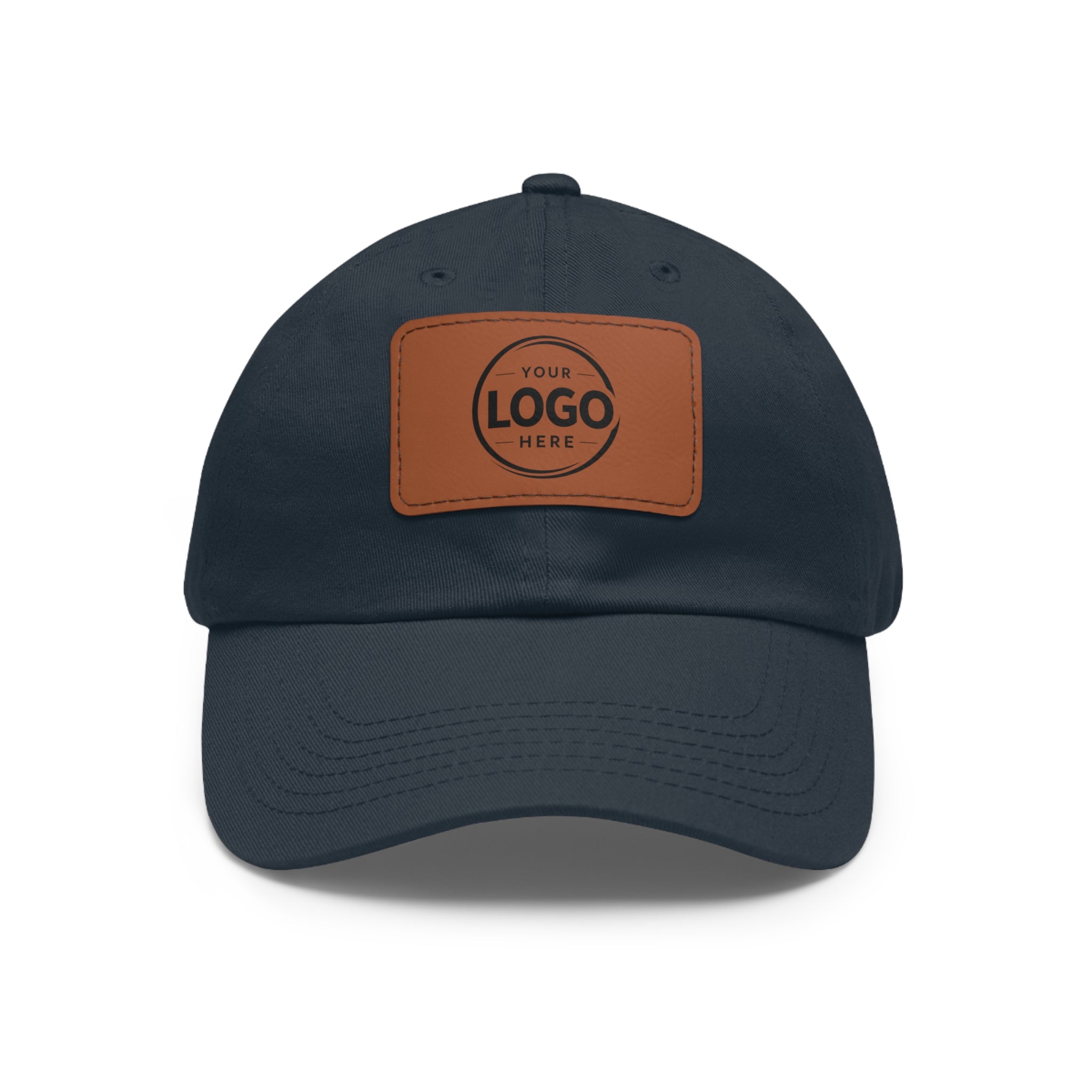 Leather Patch Dad Hat — Custom Logo Rectangular Patch Cap