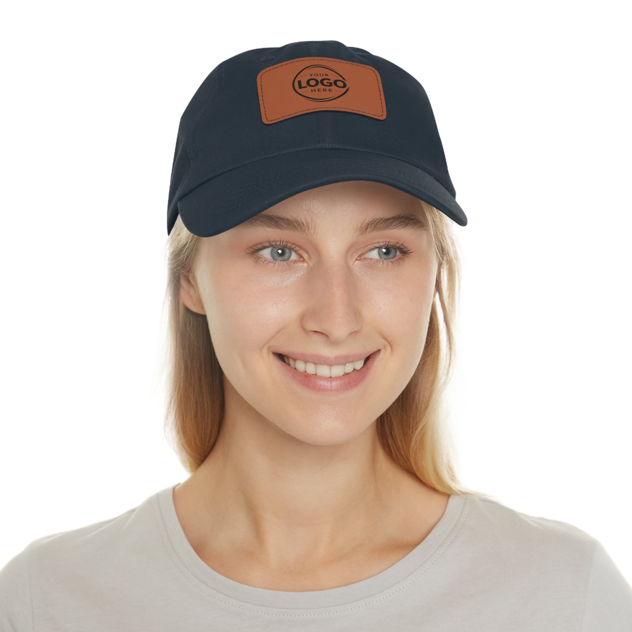 Leather Patch Dad Hat — Custom Logo Rectangular Patch Cap