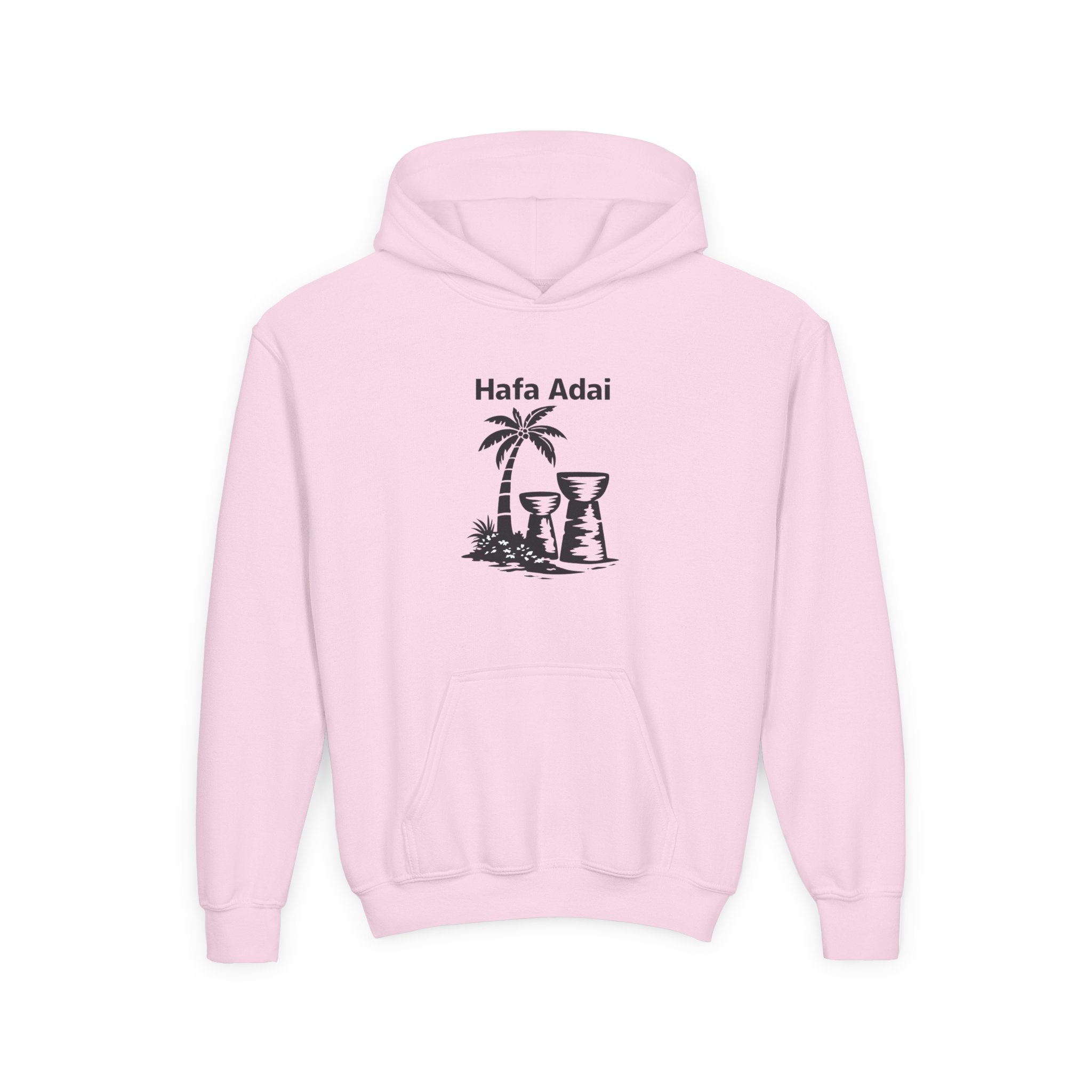 Personalized Hafa Adai Youth Hoodie — Guam Island Palm & Tiki Drum Sweatshirt