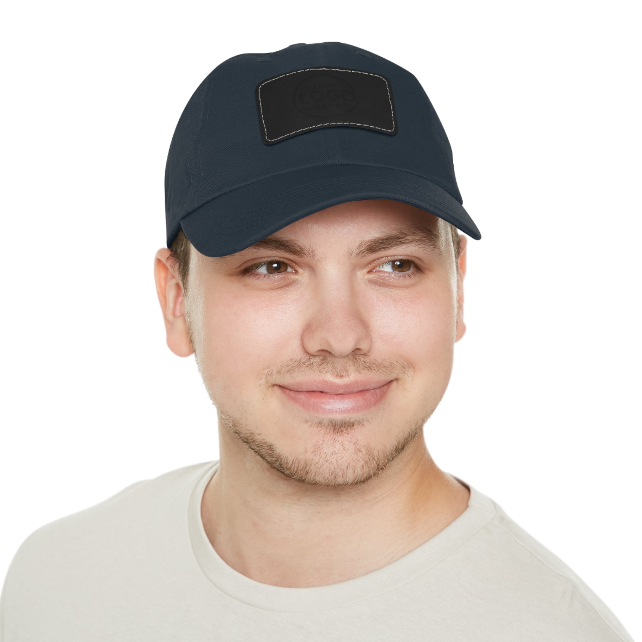 Leather Patch Dad Hat — Custom Logo Rectangular Patch Cap