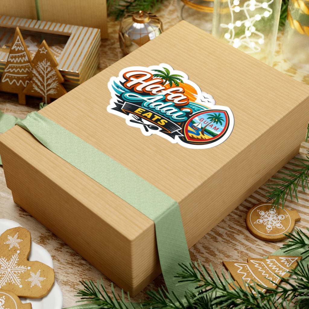 Hafa Adai Eats Kiss-Cut Sticker (business branding mock-up)
