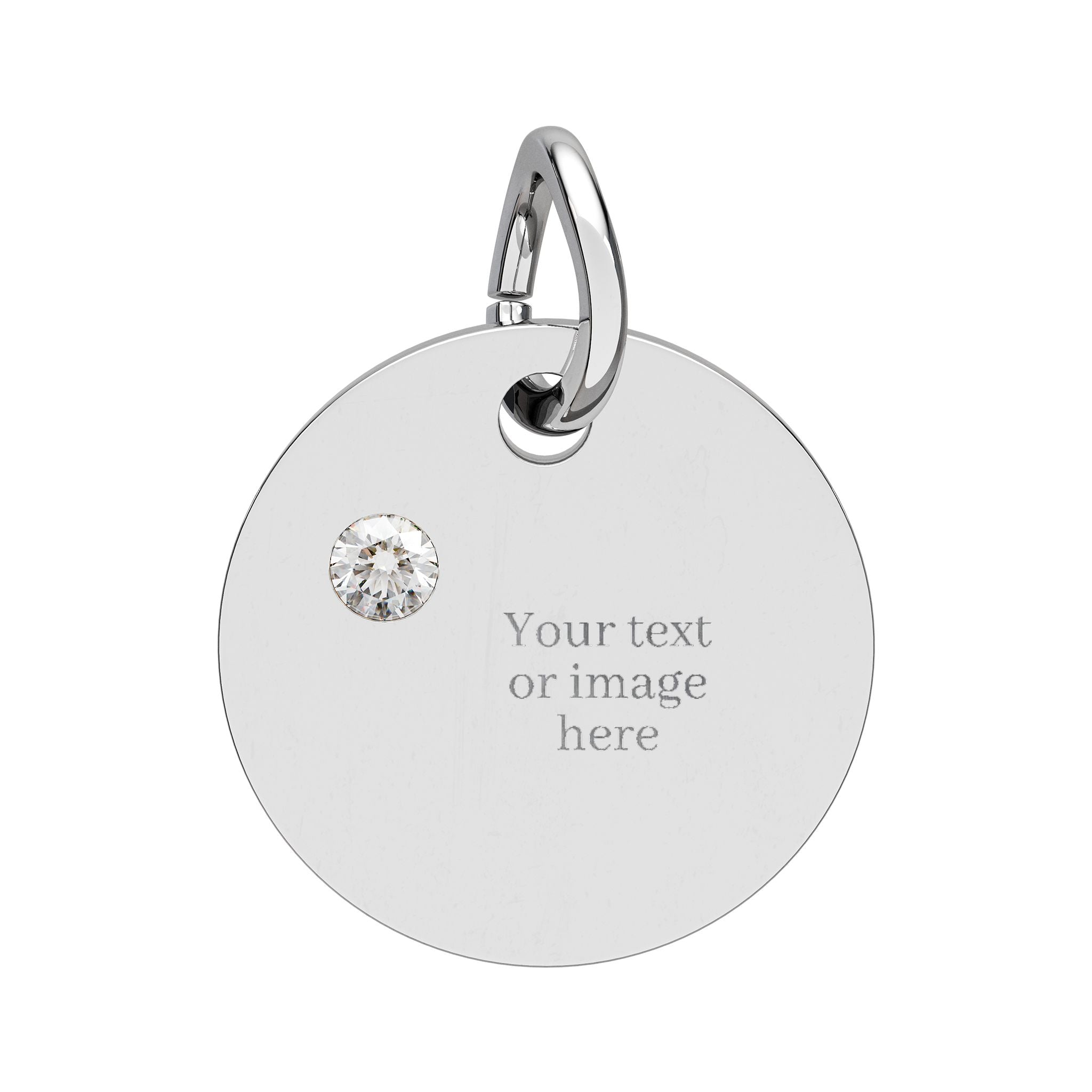 Engravable Birthstone Circle Charm — Personalized Necklace Pendant