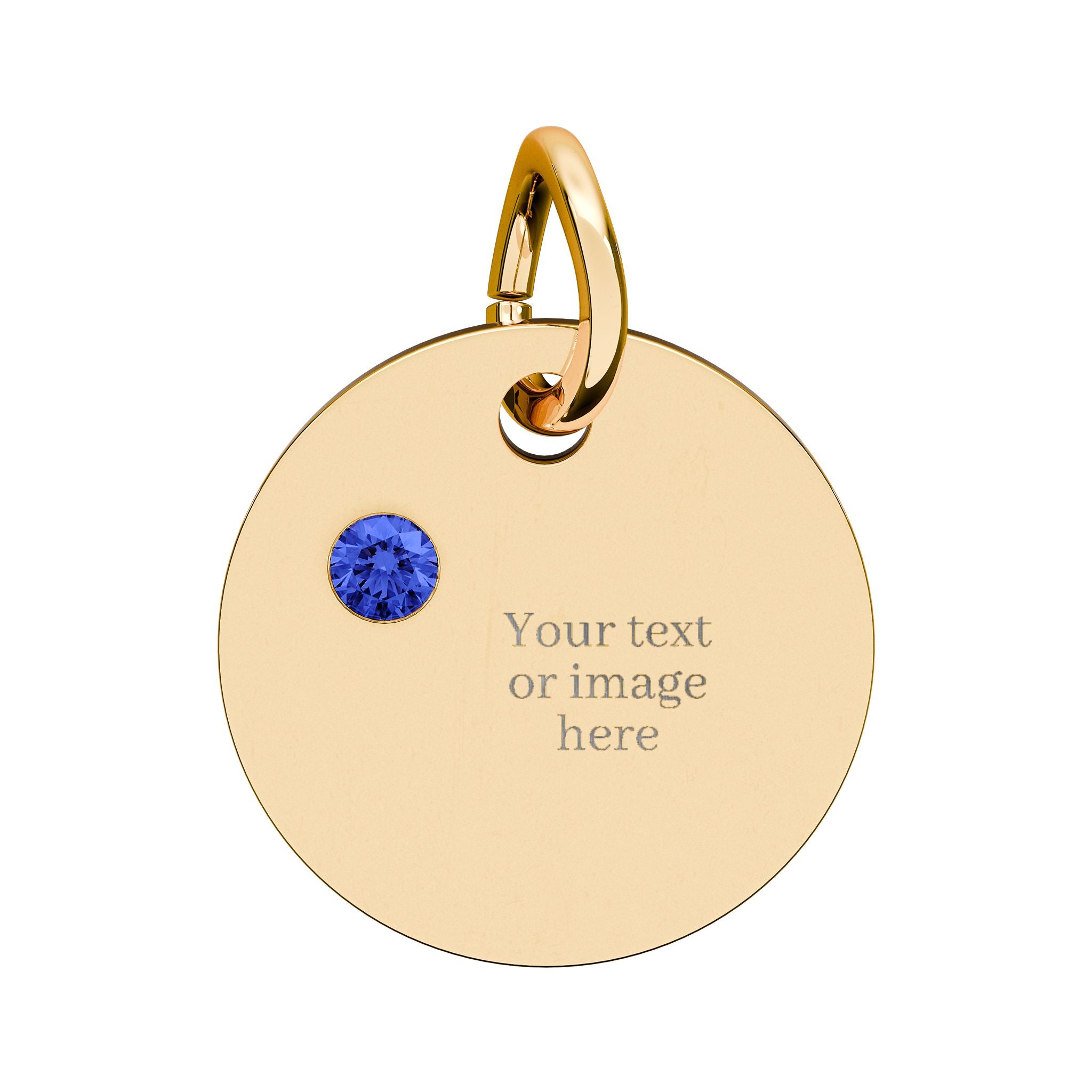 Engravable Birthstone Circle Charm — Personalized Necklace Pendant